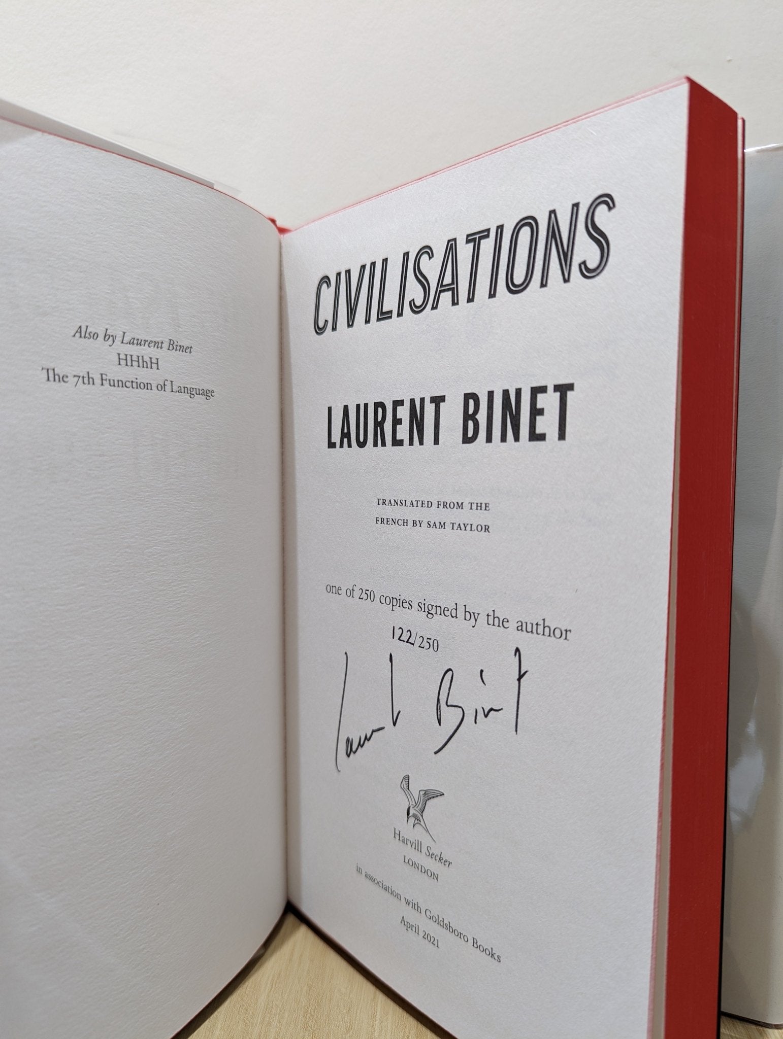Civilisations by Laurent Binet (Signed First Edition with sprayed edge) - Fialta Books