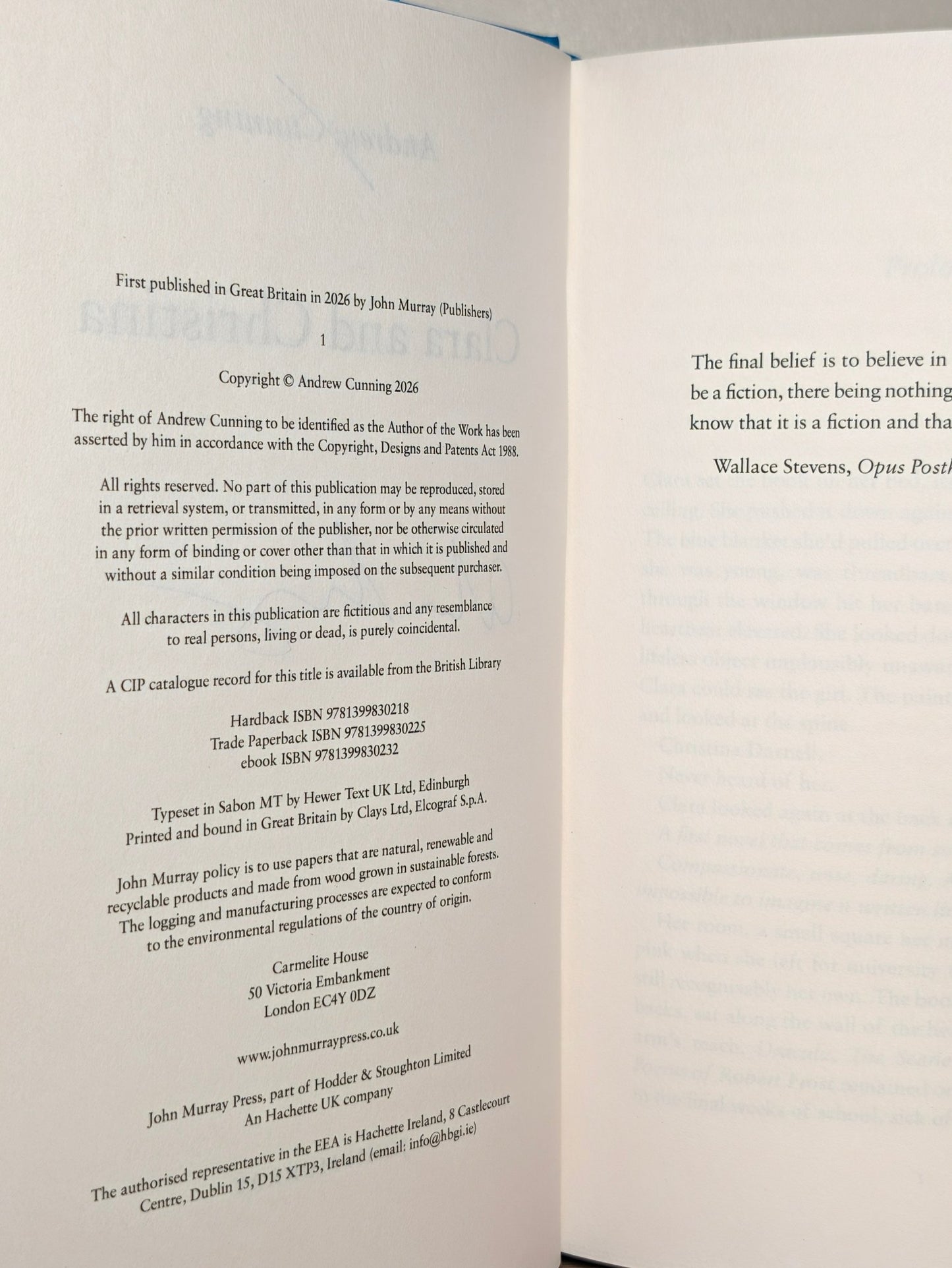Clara and Christina by Andrew Cunning (Signed First Edition) - Fialta Books