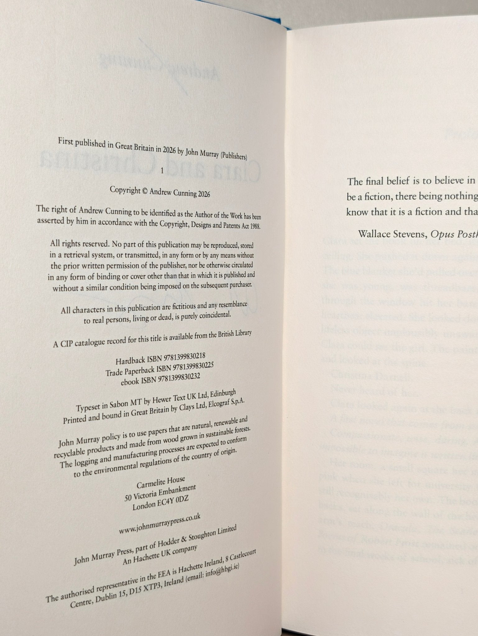 Clara and Christina by Andrew Cunning (Signed First Edition) - Fialta Books