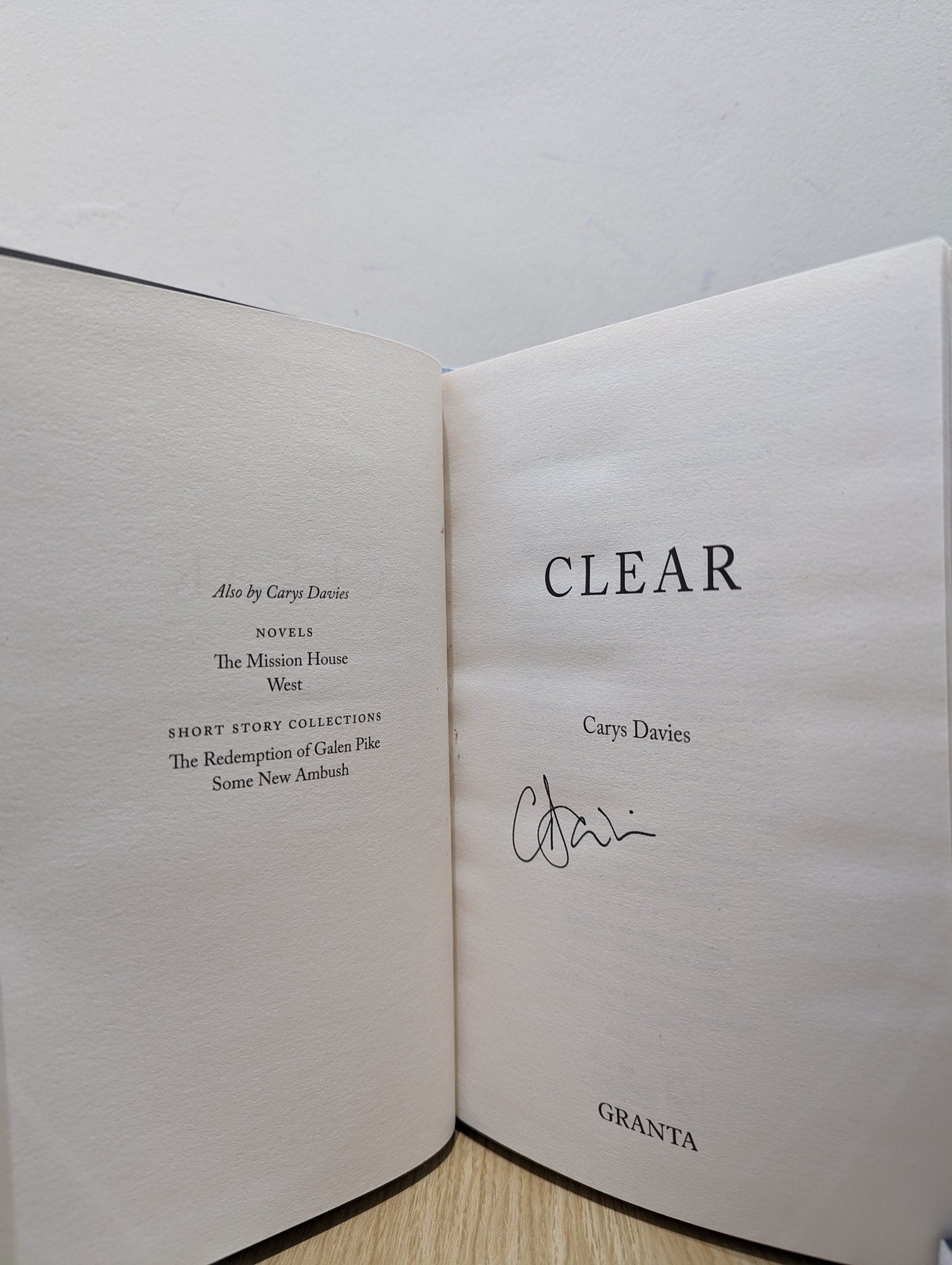 Clear by Carys Davies (Signed First Edition) - Fialta Books