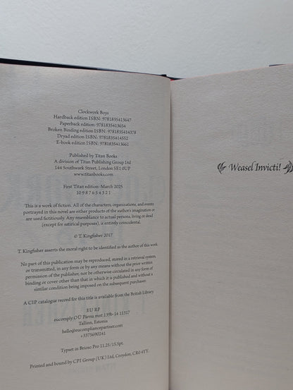 Clockwork Boys by T. Kingfisher (Signed First Edition with sprayed edges) - Fialta Books