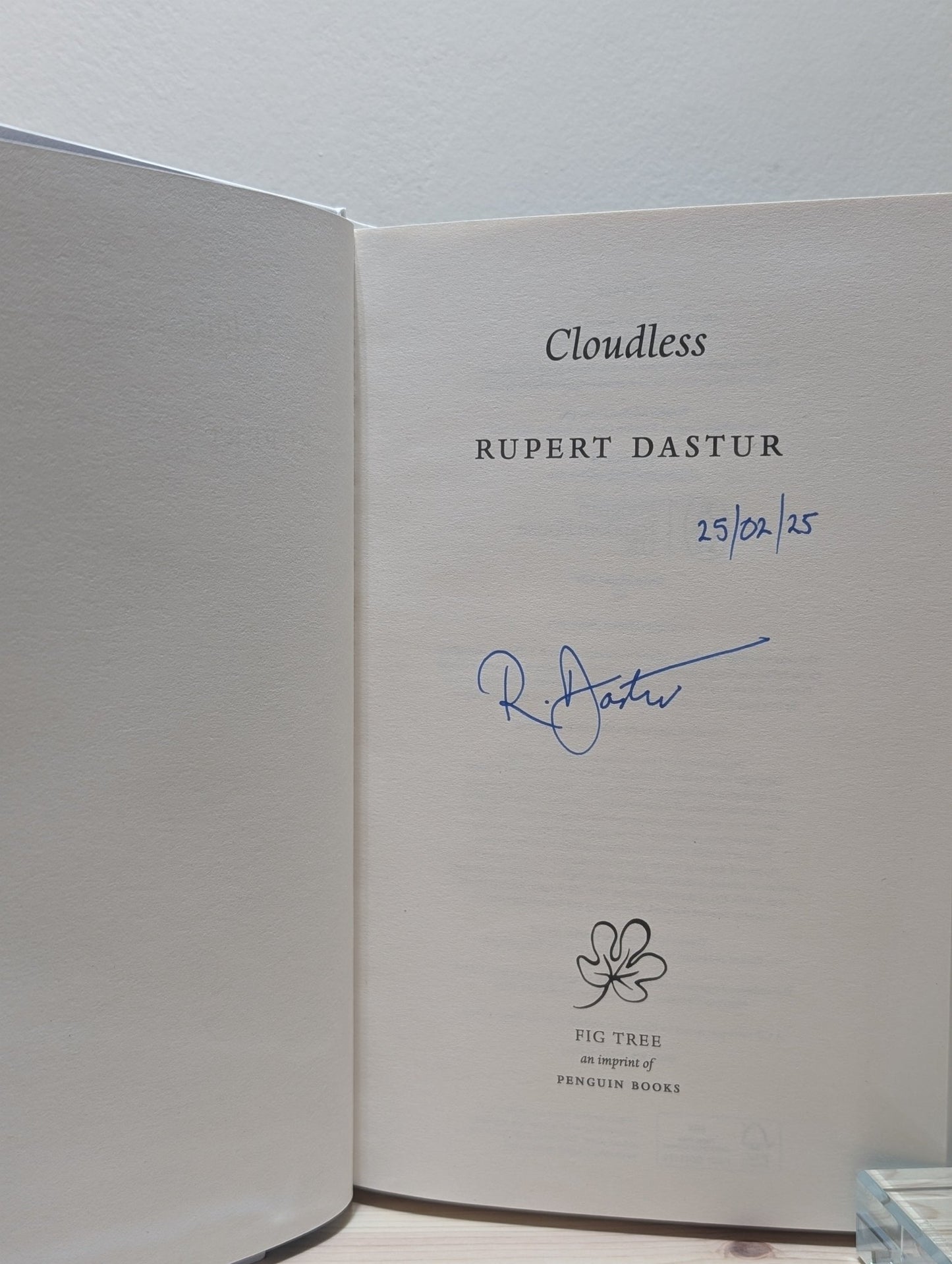 Cloudless by Rupert Dastur (Signed Dated First Edition) - Fialta Books