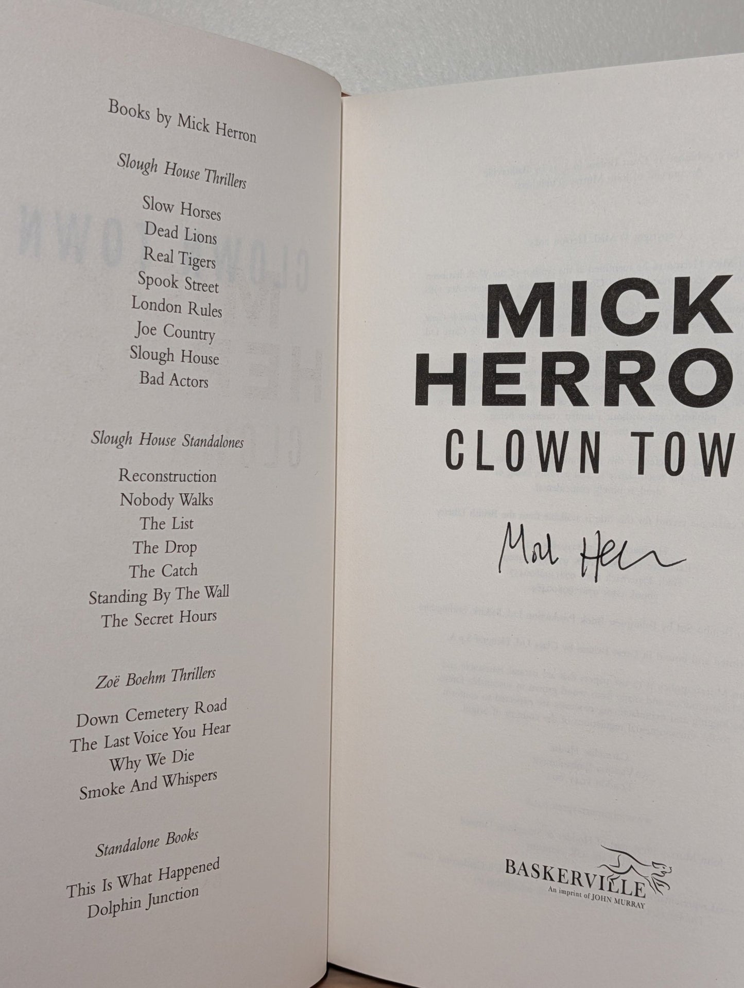 Clown Town: Slow Horses / Slough House 9 by Mick Herron (Signed First Edition) - Fialta Books