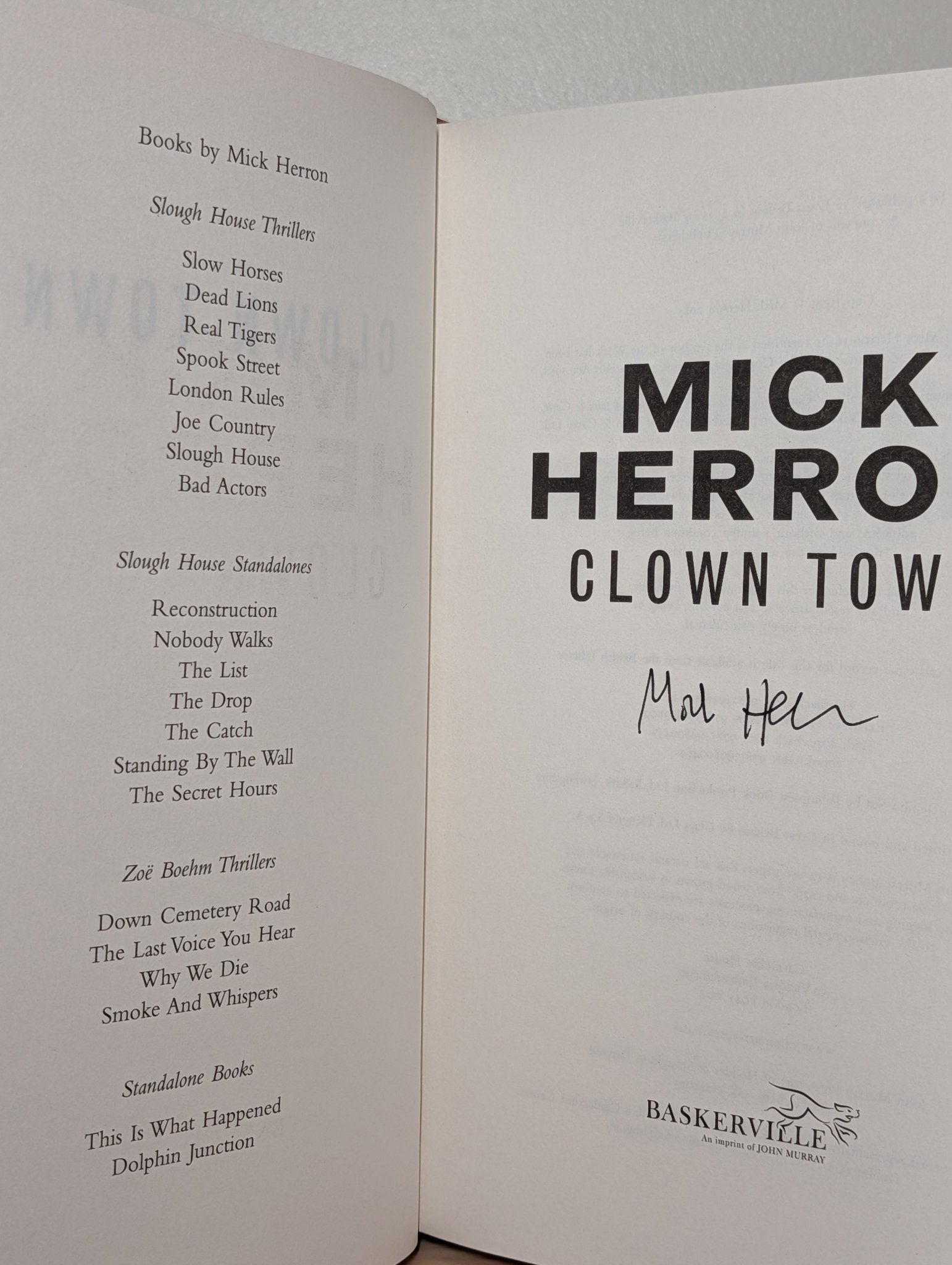 Clown Town: Slow Horses / Slough House 9 by Mick Herron (Signed First Edition) - Fialta Books