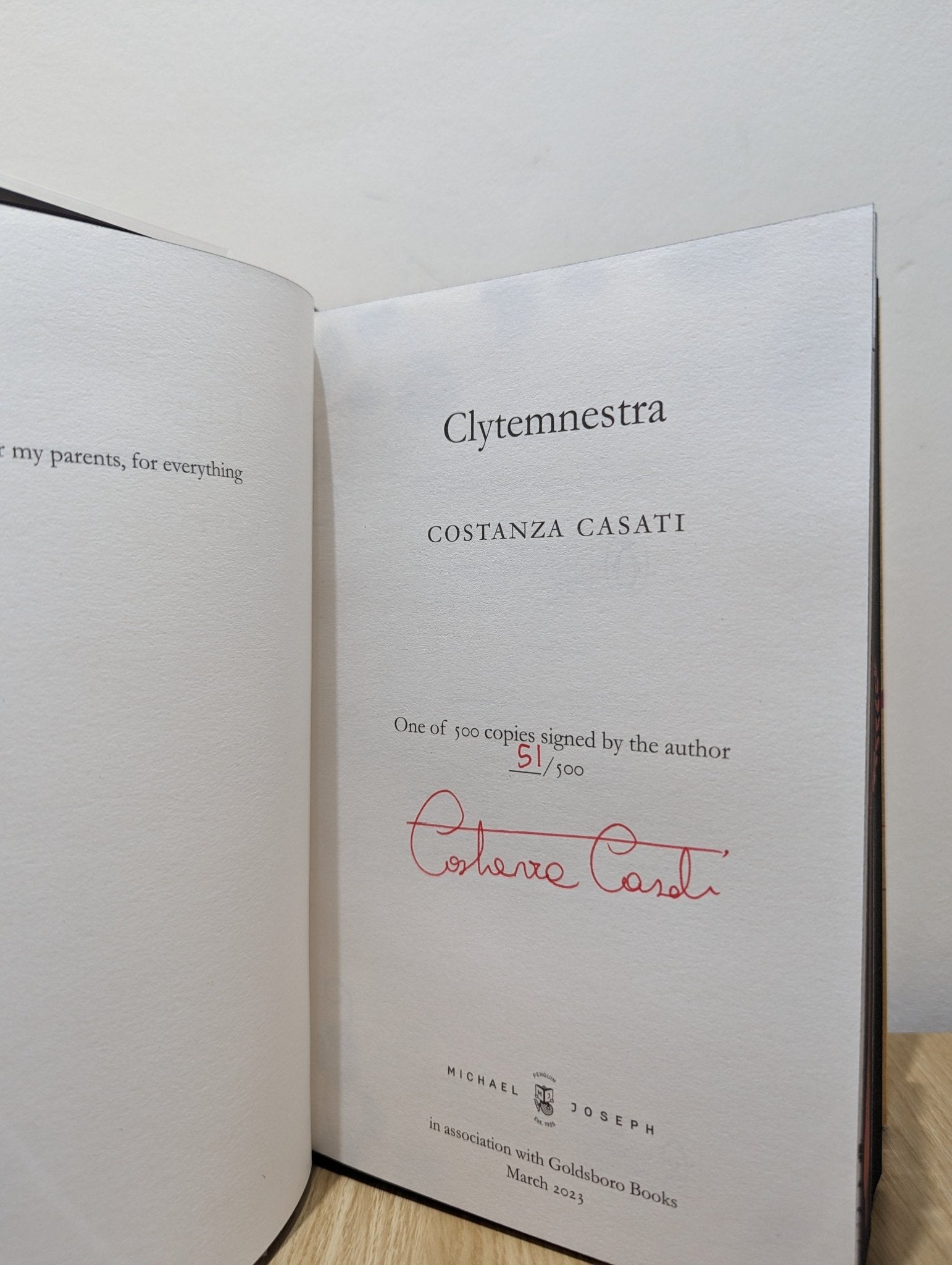 Clytemnestra by Costanza Casati (Signed Numbered First Edition with sprayed edges) - Fialta Books