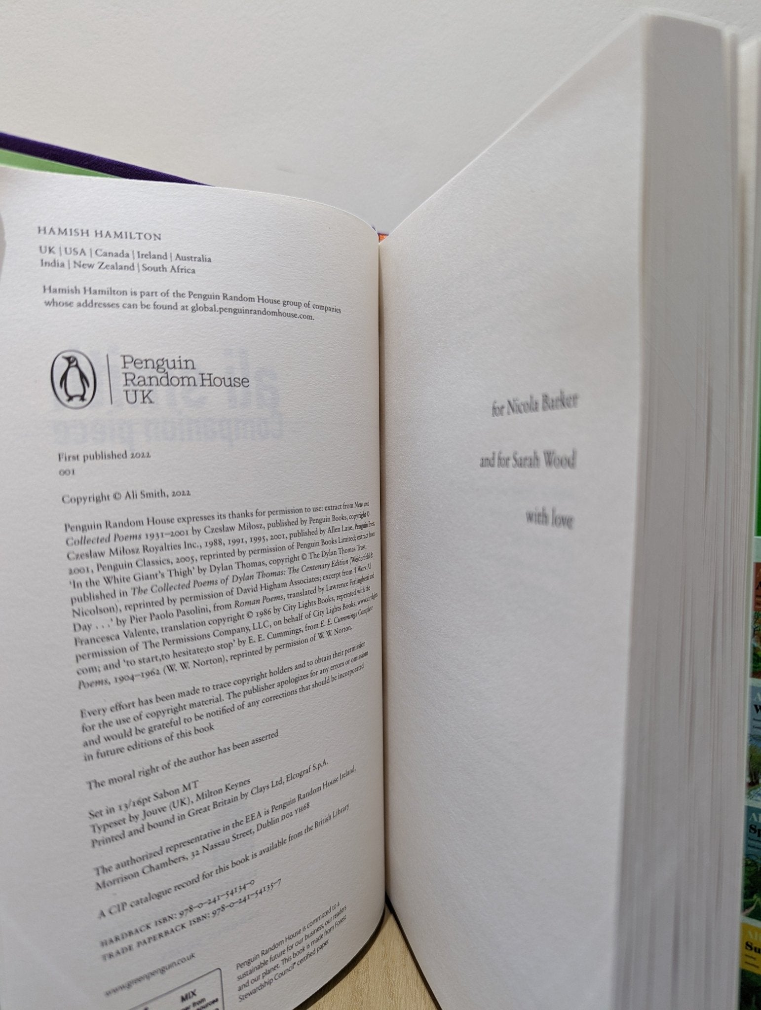 Companion Piece by Ali Smith (Signed First Edition) - Fialta Books