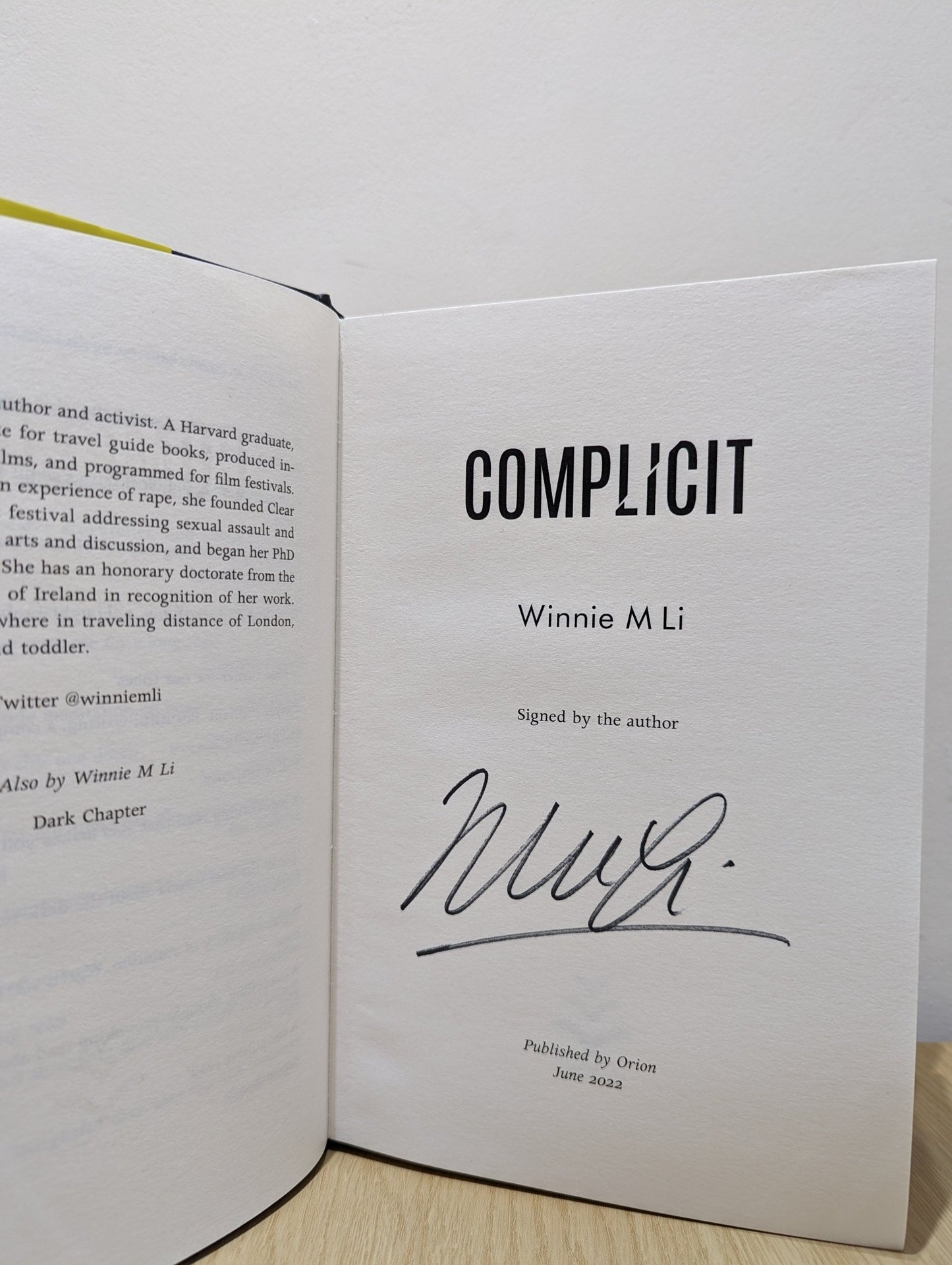 Complicit by Winnie M Li (Signed First Edition) - Fialta Books