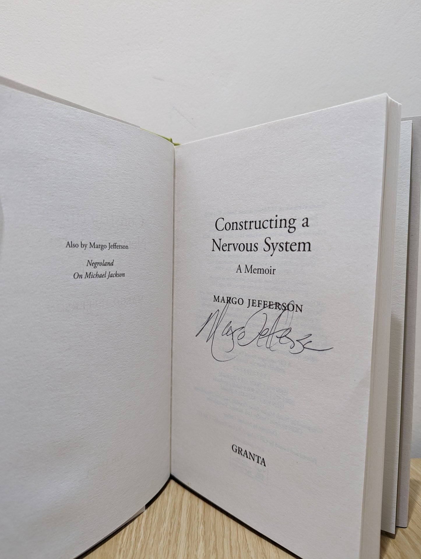 Constructing a Nervous System: A Memoir by Margo Jefferson (Signed First Edition) - Fialta Books