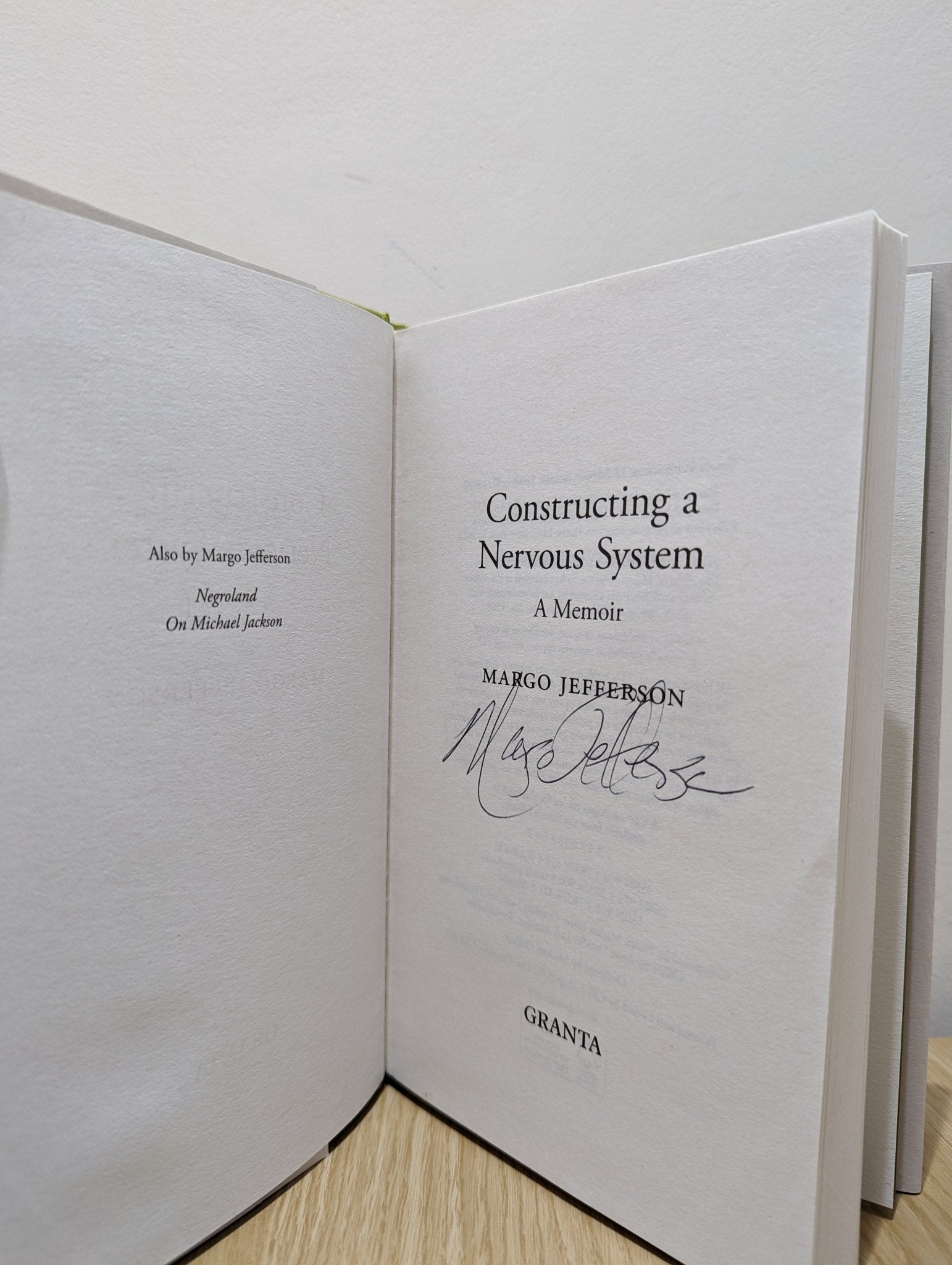 Constructing a Nervous System: A Memoir by Margo Jefferson (Signed First Edition) - Fialta Books