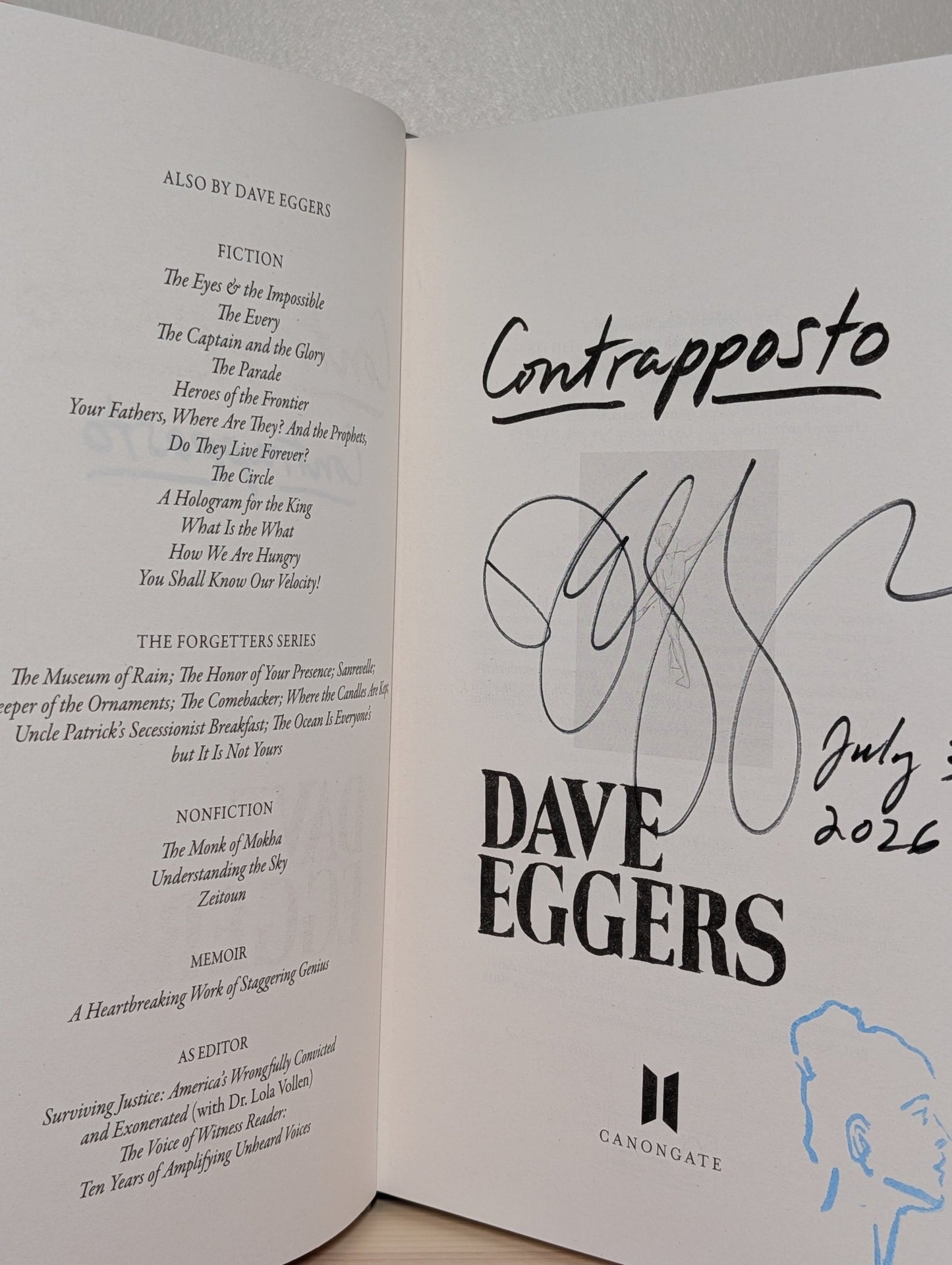 Contrapposto by Dave Eggers (Signed Dated First Edition) - Fialta Books