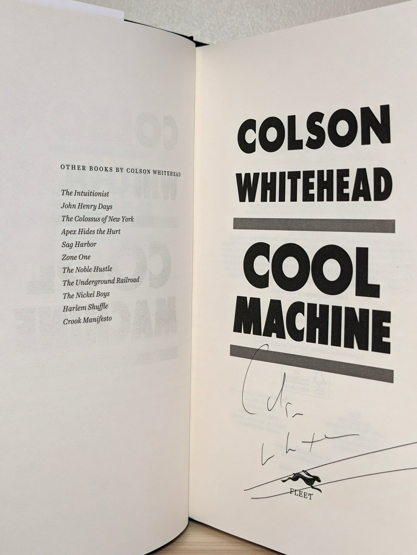 Cool Machine by Colson Whitehead (Signed to Title Page) - Fialta Books