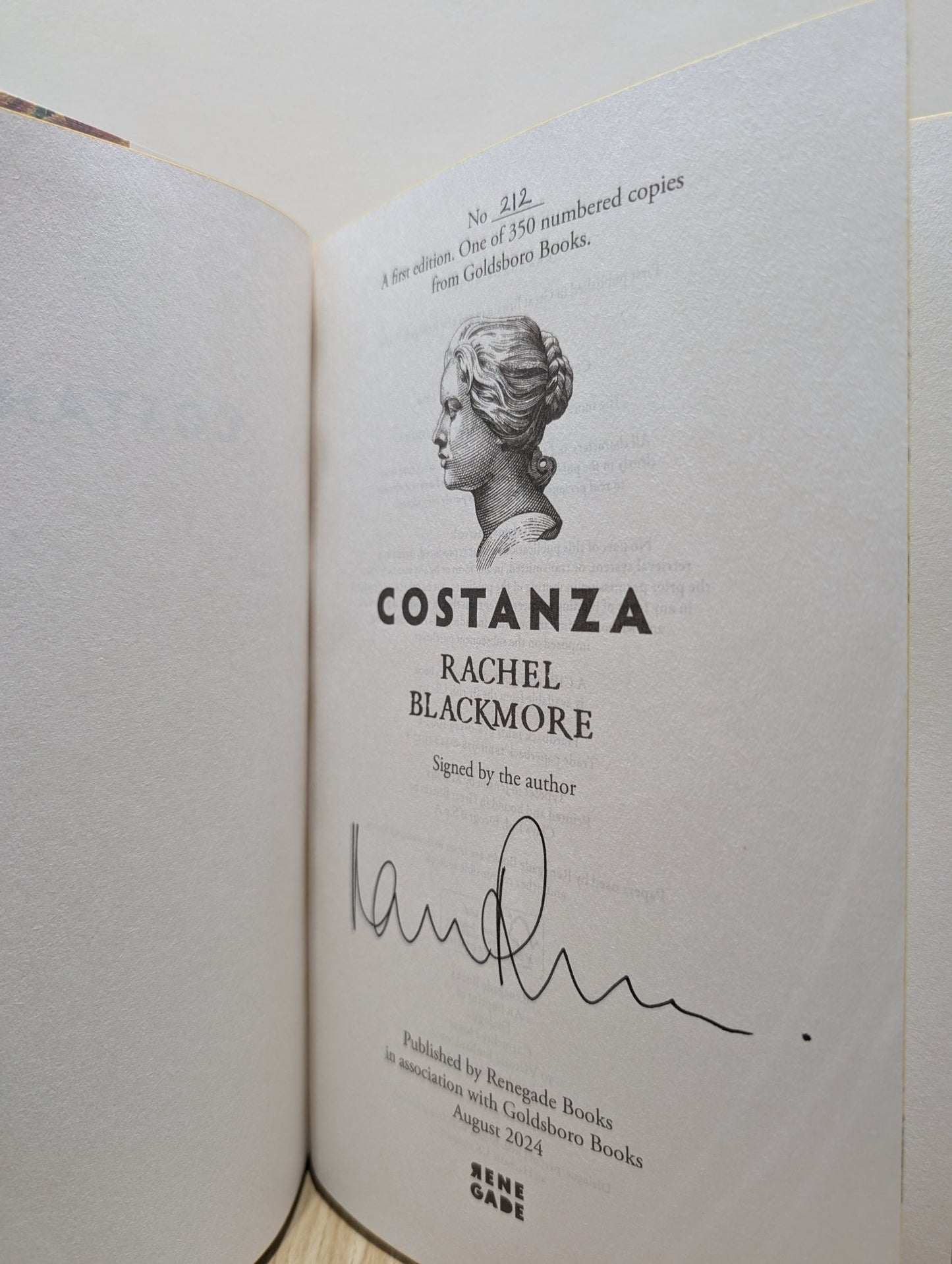 Costanza by Rachel Blackmore (Signed First Edition with sprayed edges) - Fialta Books