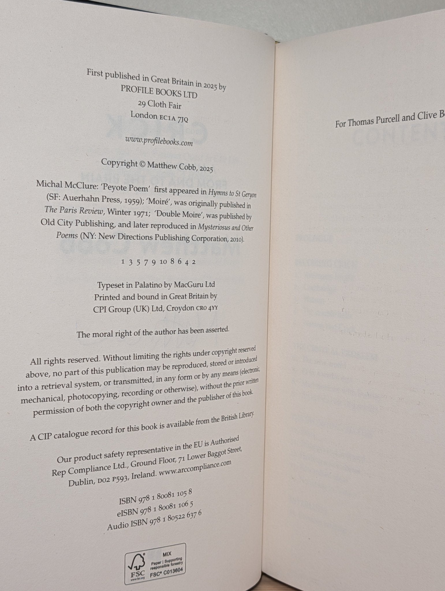 Crick by Professor Matthew Cobb (Signed First Edition) - Fialta Books