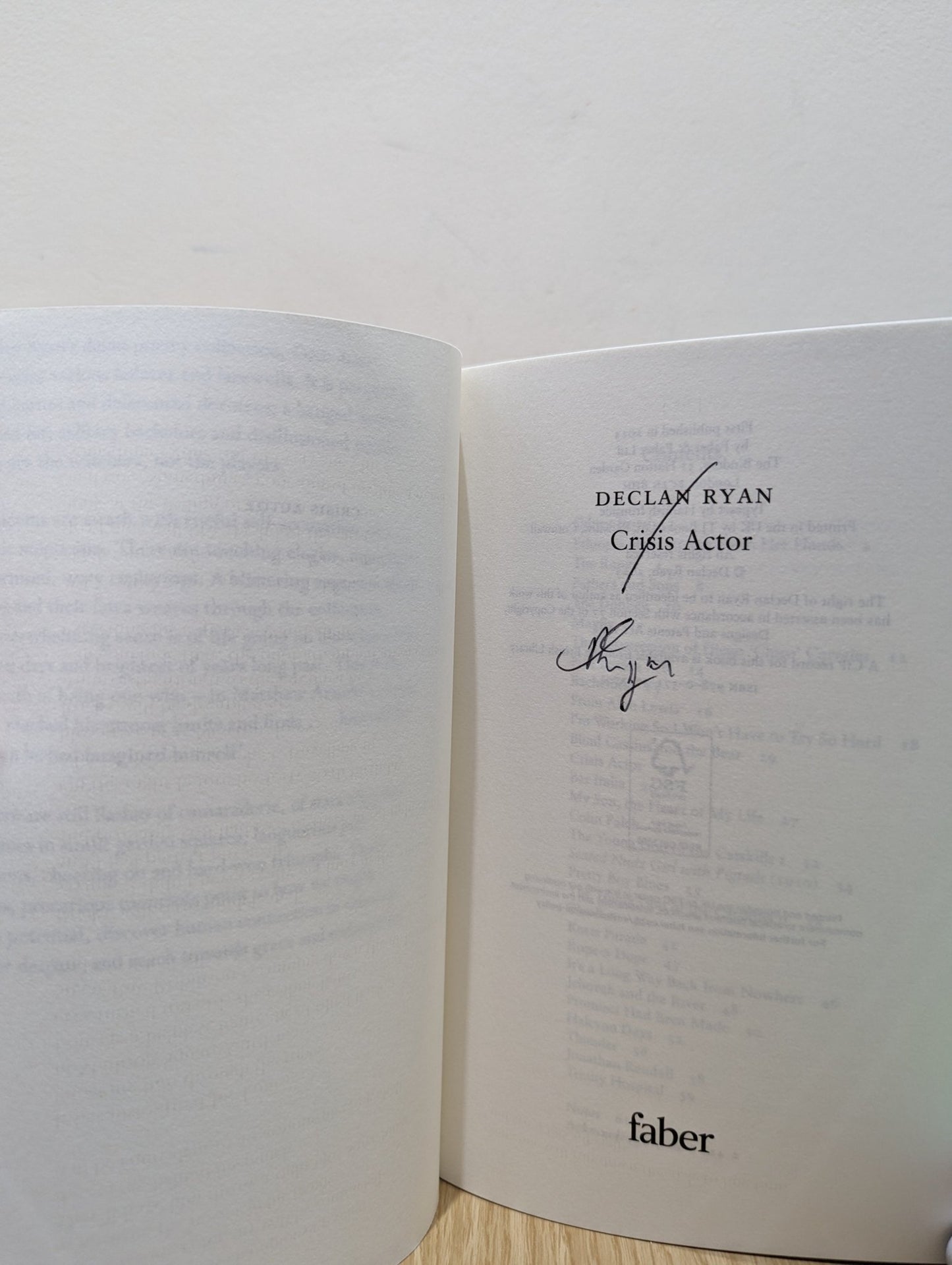 Crisis Actor by Declan Ryan (Signed First Edition) - Fialta Books