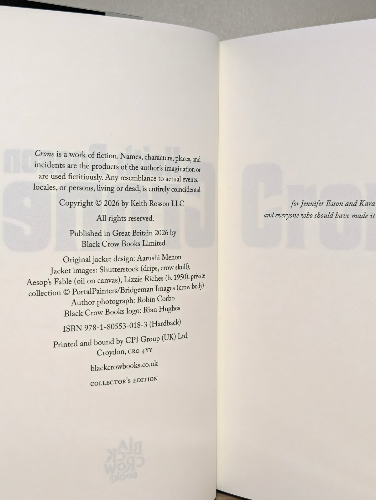 Crone by Keith Rosson (Signed Numbered Deluxe Edition with silver edges) - Fialta Books