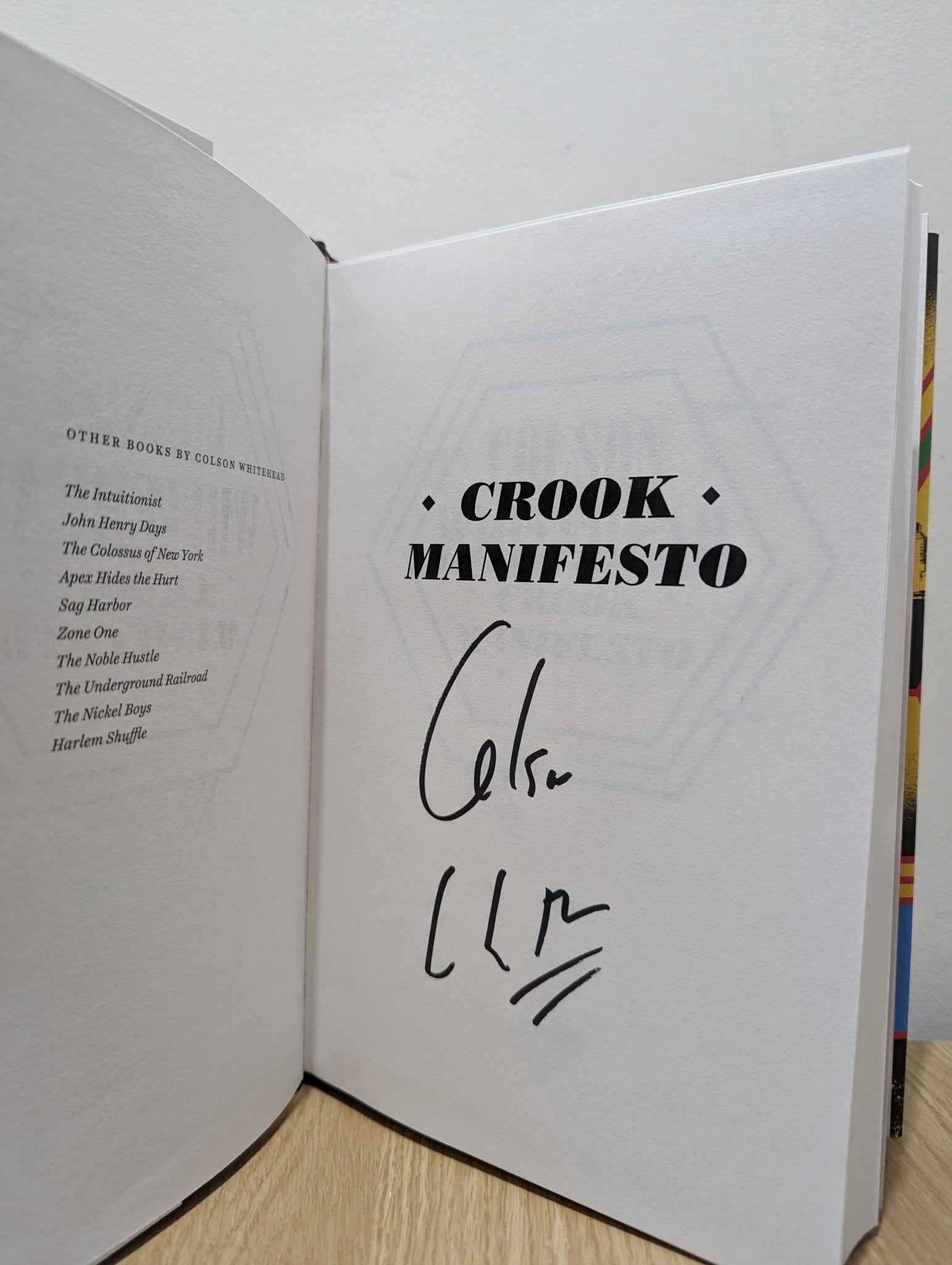 Crook Manifesto by Colson Whitehead (Signed First Edition) - Fialta Books