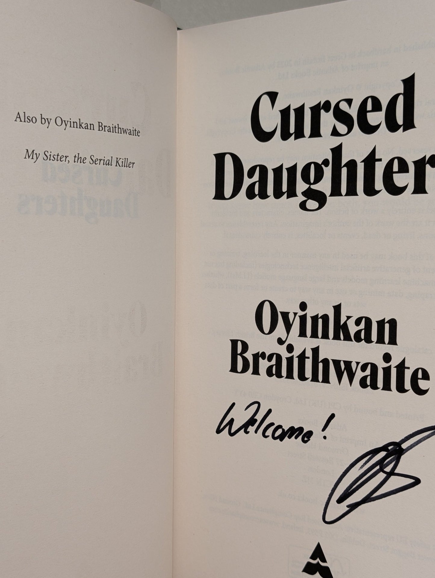 Cursed Daughters by Oyinkan Braithwaite (Signed First Edition with sprayed edges) - Fialta Books