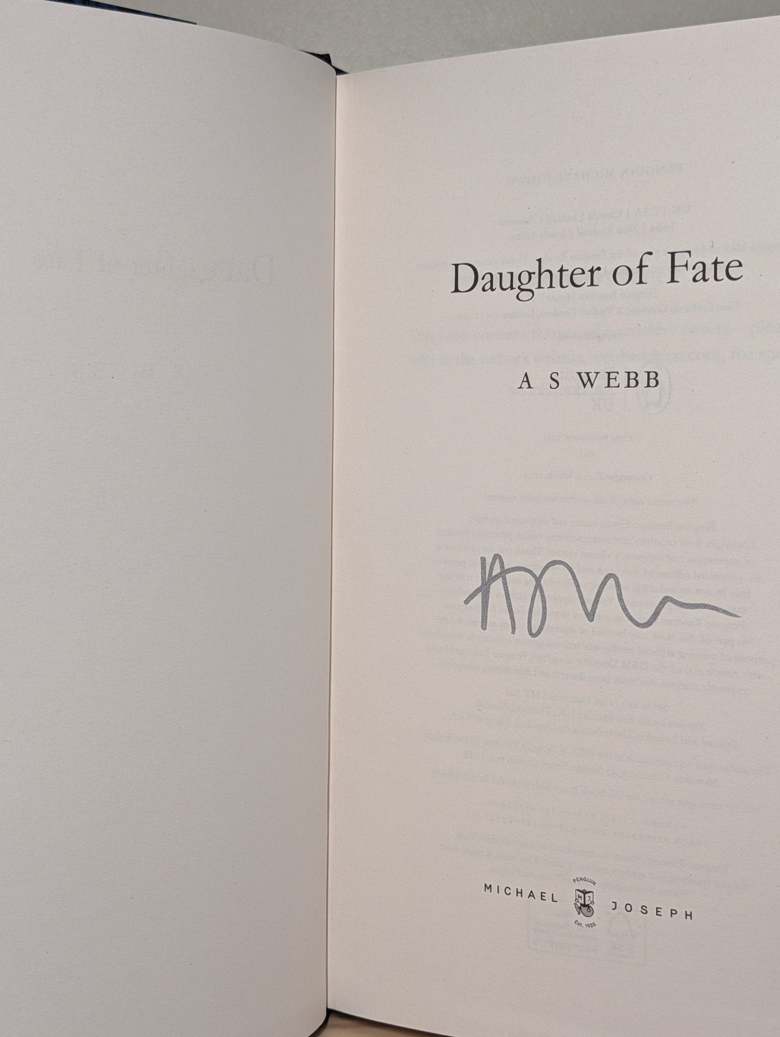 Daughter of Chaos; Daughter of Fate by A S Webb (Signed set) - Fialta Books