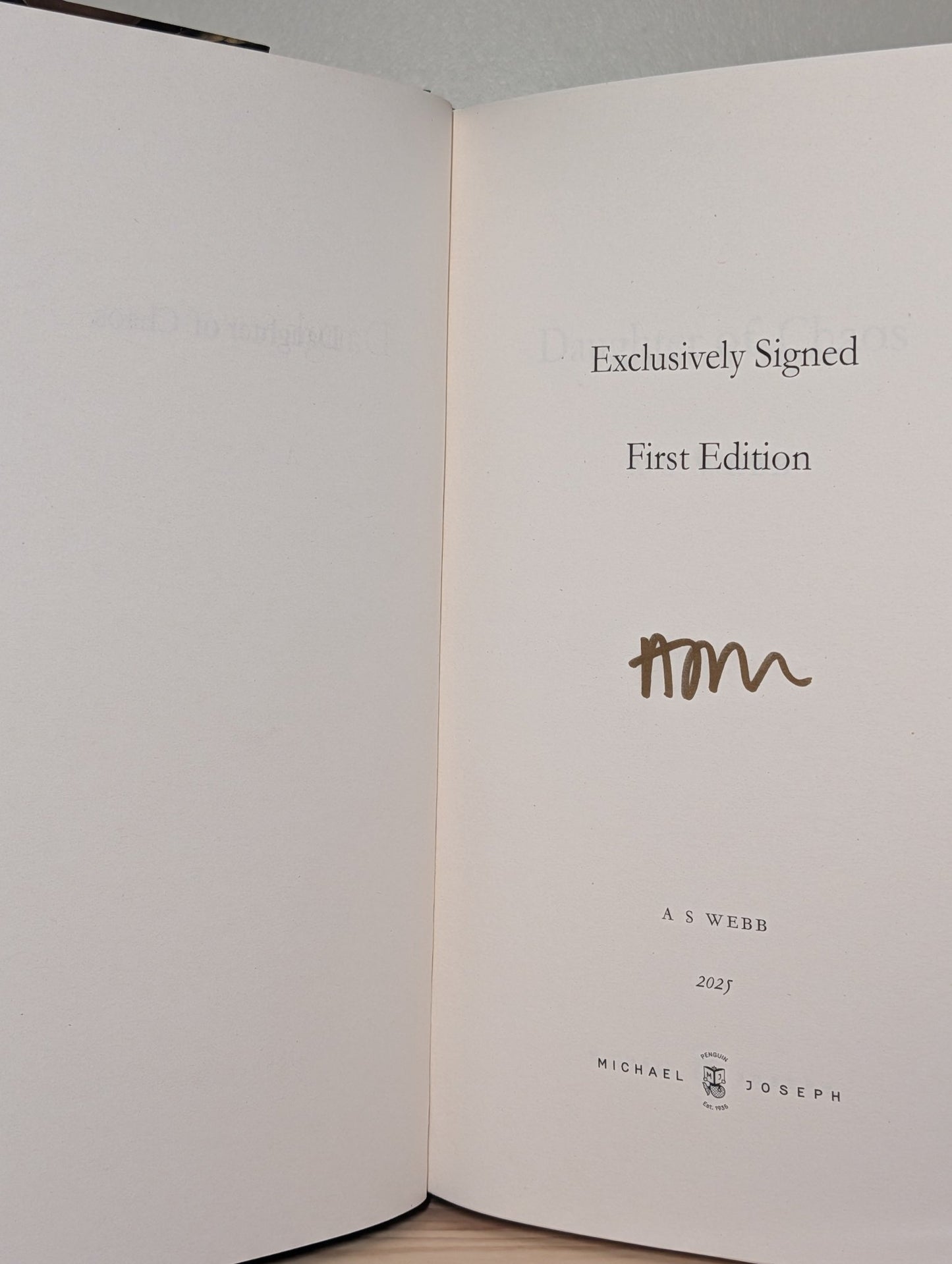 Daughter of Chaos; Daughter of Fate by A S Webb (Signed set) - Fialta Books