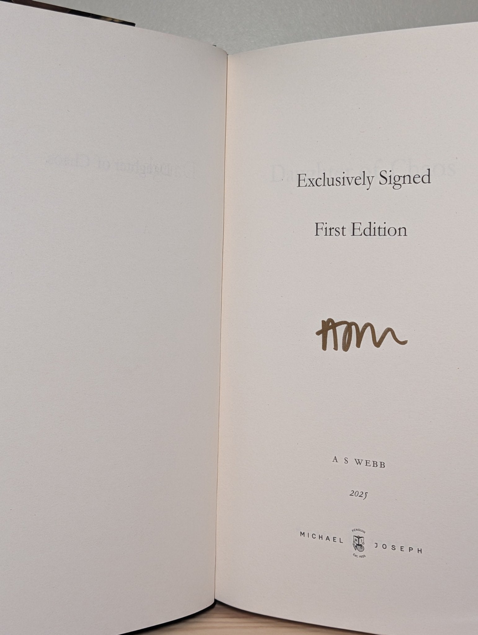 Daughter of Chaos; Daughter of Fate by A S Webb (Signed set) - Fialta Books