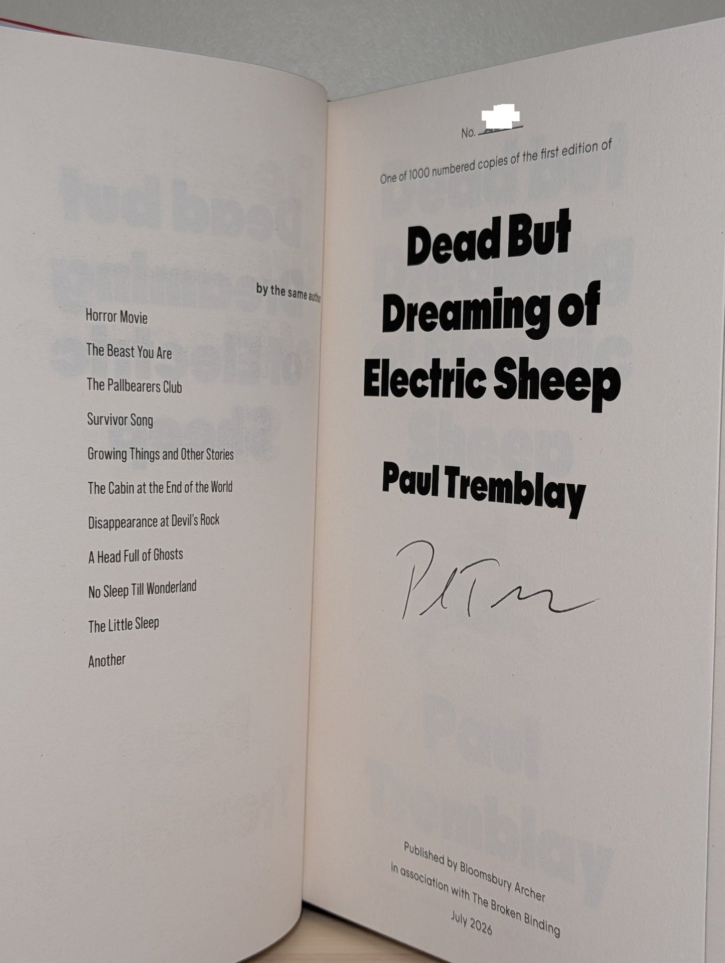 Dead but Dreaming of Electric Sheep by Paul Tremblay (Signed First with sprayed edges) - Fialta Books