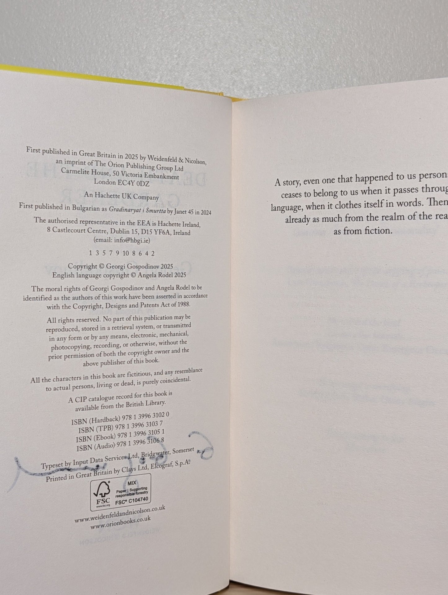 Death and the Gardener by Georgi Gospodinov (Signed) - Fialta Books