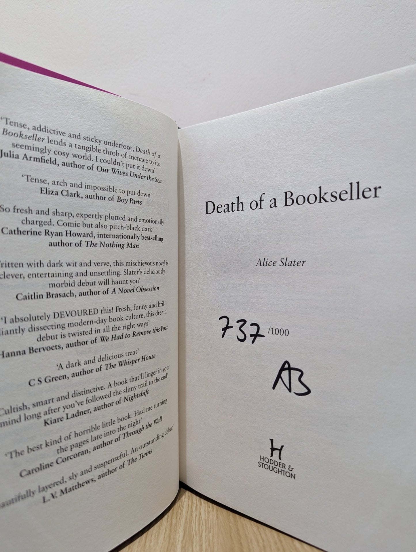 Death of a Bookseller by Alice Slater (Signed Numbered First Edition with special cover) - Fialta Books