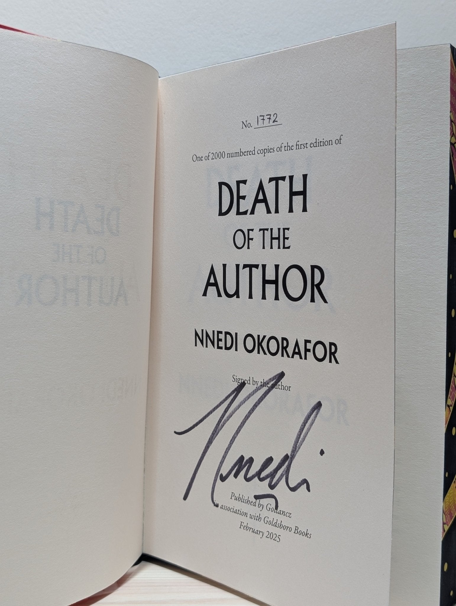 Death of the Author by Nnedi Okorafor (Signed Numbered First Edition with sprayed edges) - Fialta Books
