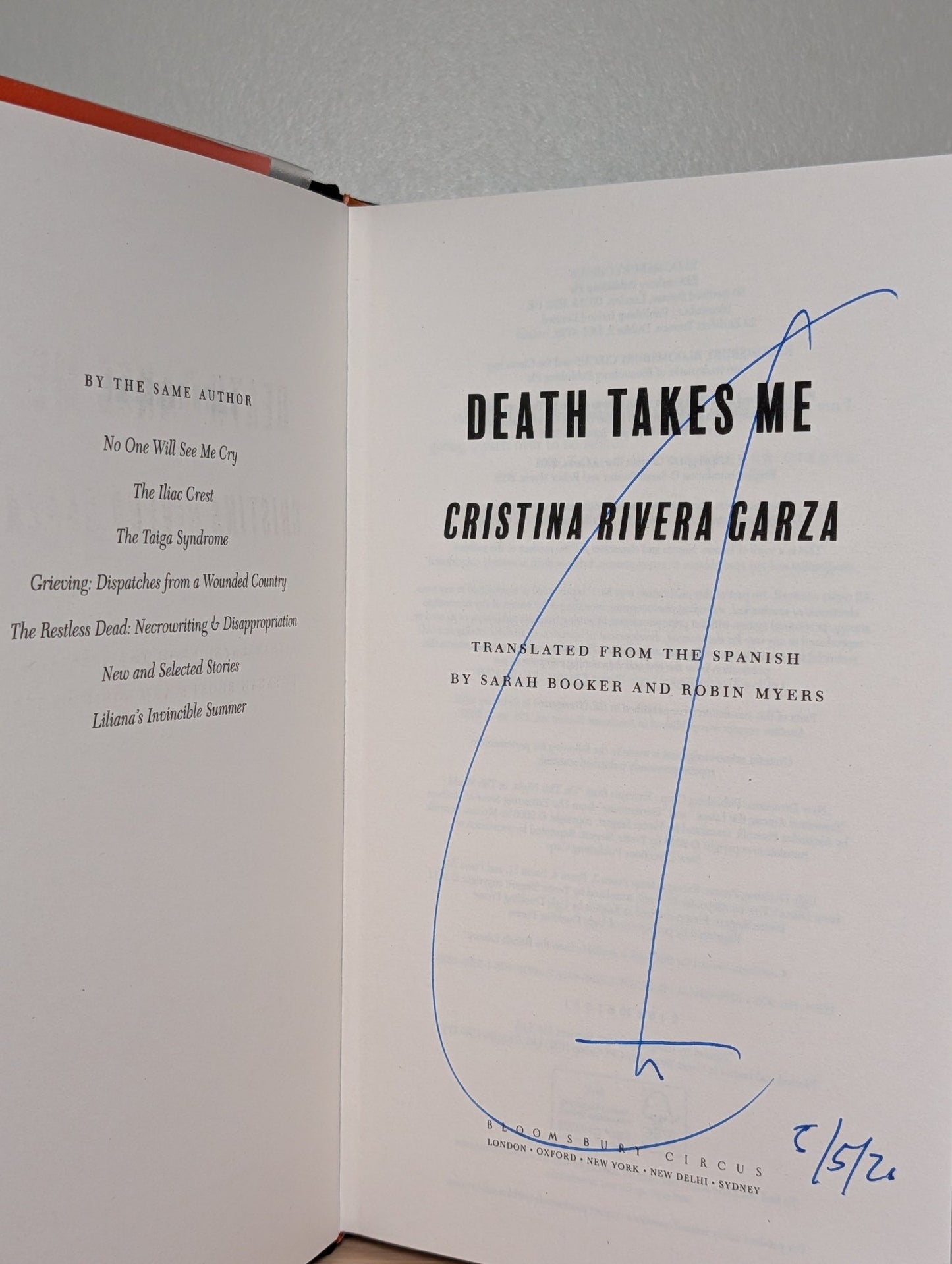 Death Takes Me by Cristina Rivera Garza (Signed Dated First Edition) - Fialta Books