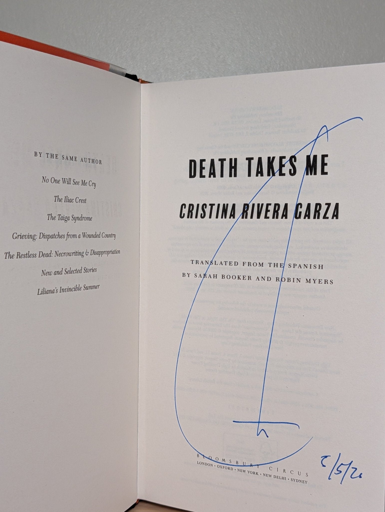 Death Takes Me by Cristina Rivera Garza (Signed Dated First Edition) - Fialta Books