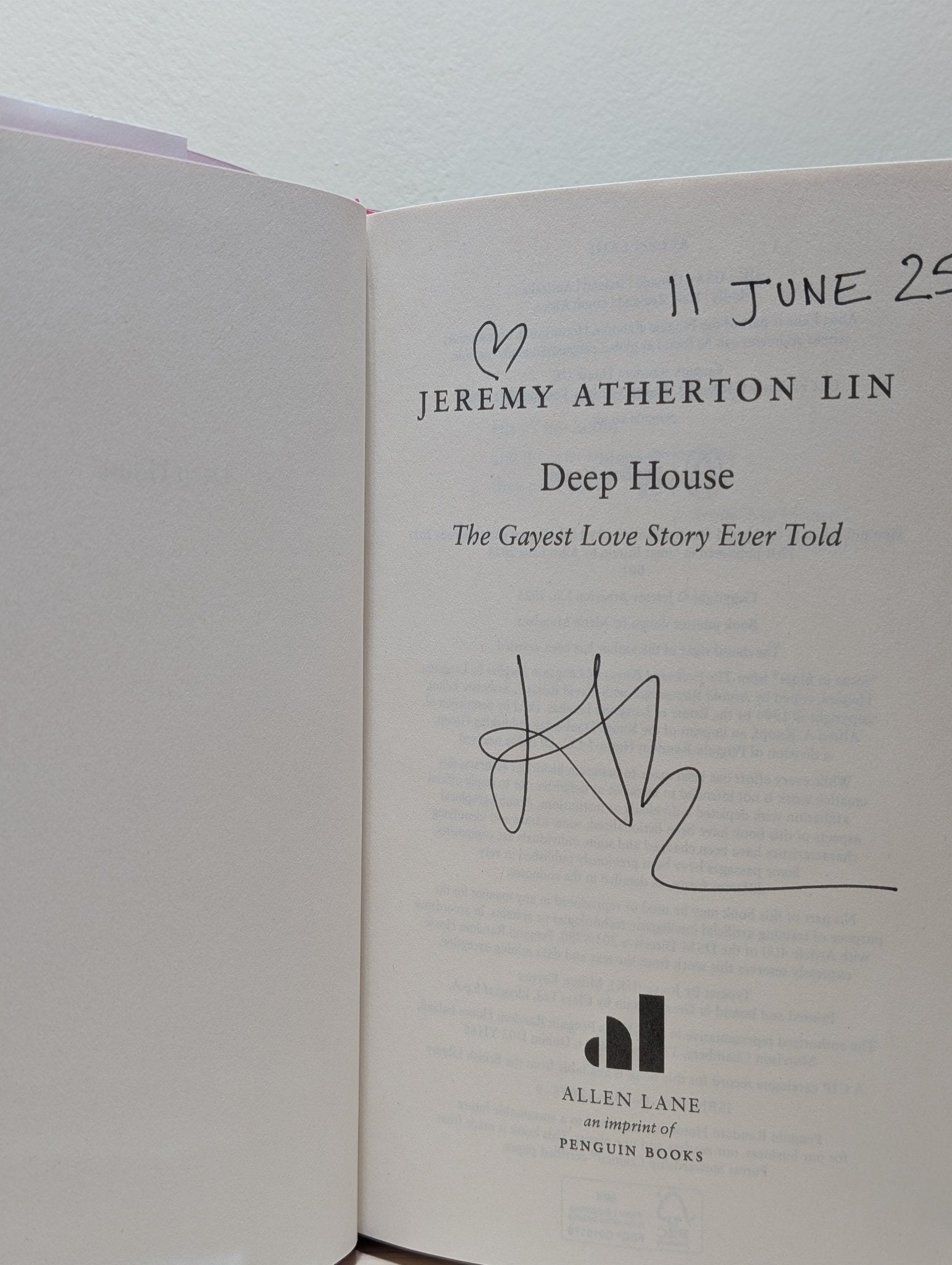 Deep House: The Gayest Love Story Ever Told by Jeremy Atherton Lin (Signed Dated First Edition) - Fialta Books