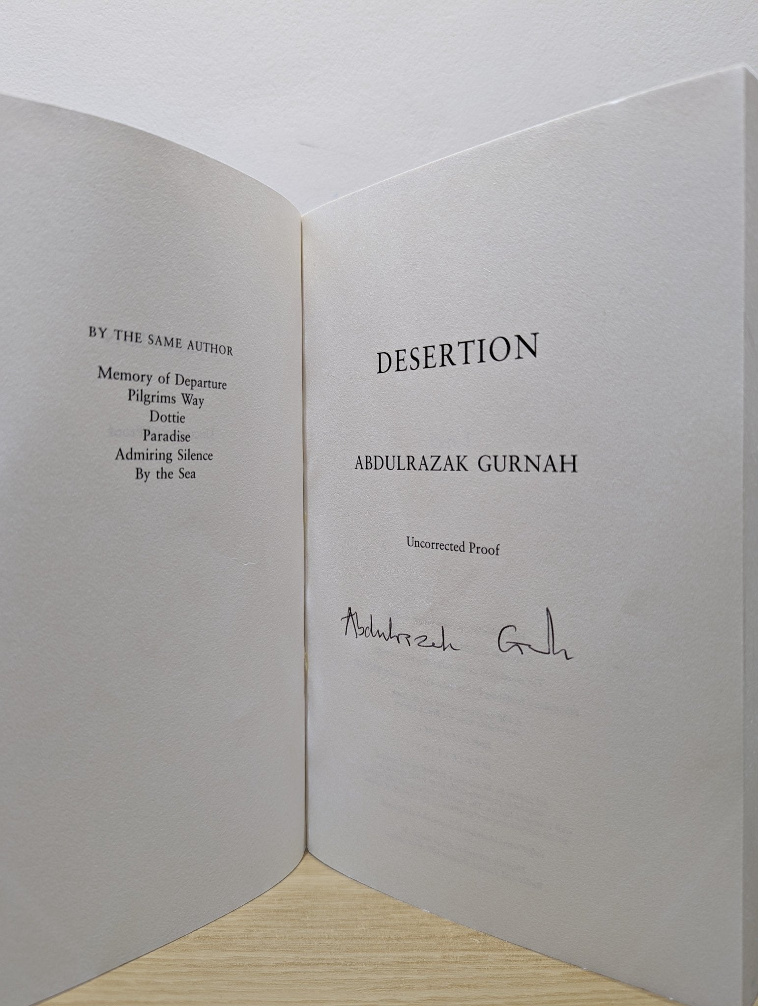 Desertion by Abdulrazak Gurnah (Signed Proof Edition) - Fialta Books