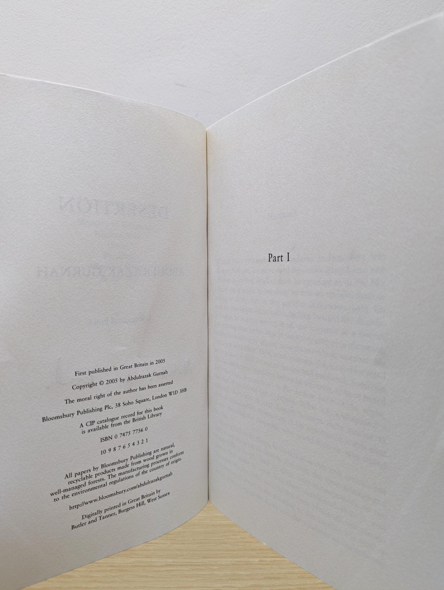 Desertion by Abdulrazak Gurnah (Signed Proof Edition) - Fialta Books