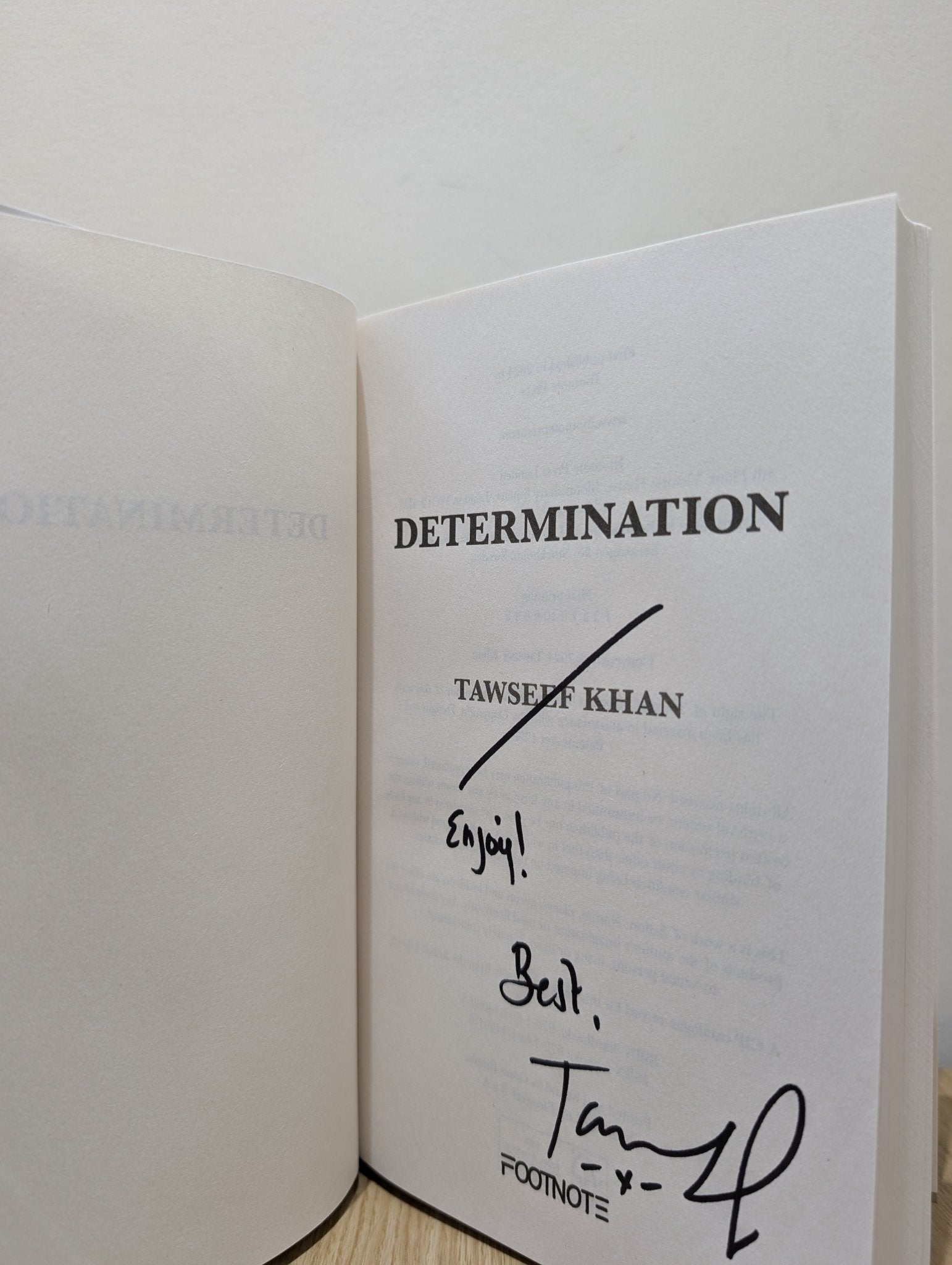 Determination by Tawseef Khan (Signed First Edition) - Fialta Books