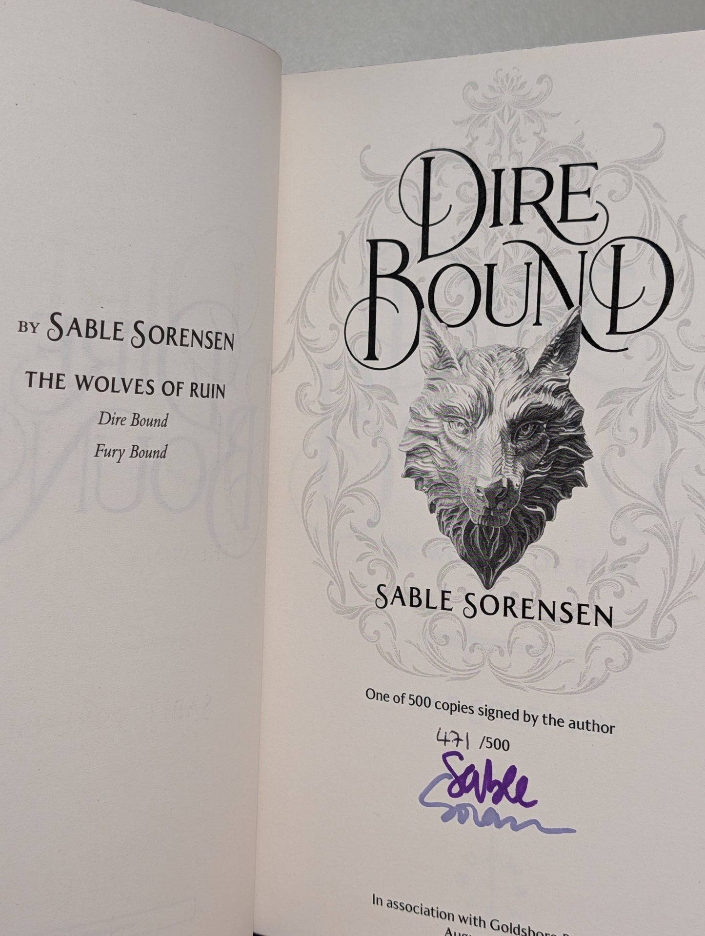 Dire Bound; Fury Bound by Sable Sorensen (Signed Numbered Edition with sprayed edges) - Fialta Books