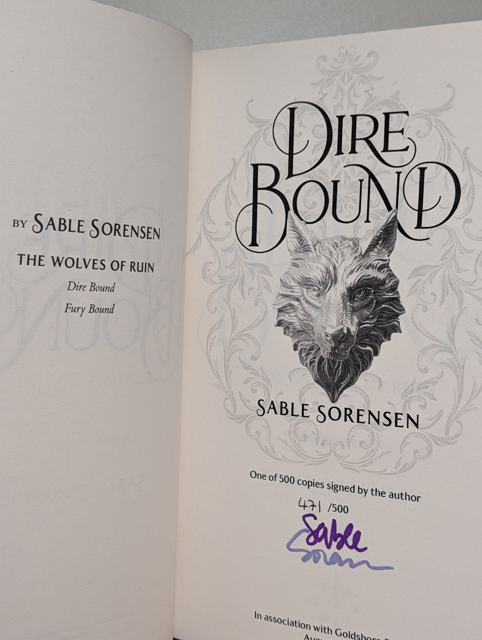 Dire Bound; Fury Bound by Sable Sorensen (Signed Numbered Edition with sprayed edges) - Fialta Books