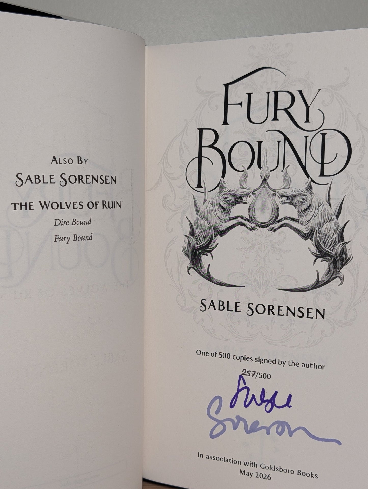 Dire Bound; Fury Bound by Sable Sorensen (Signed Numbered Edition with sprayed edges) - Fialta Books