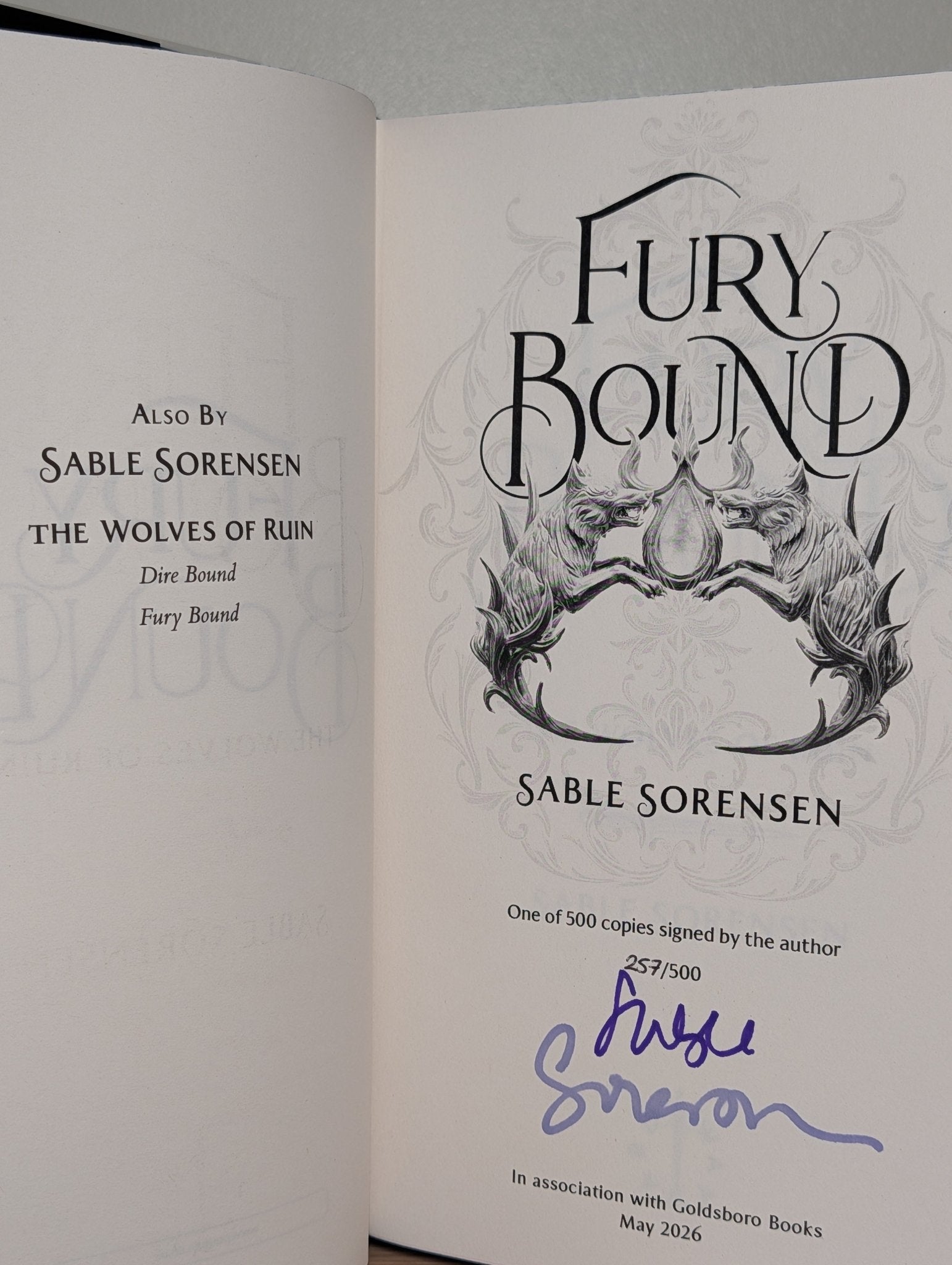 Dire Bound; Fury Bound by Sable Sorensen (Signed Numbered Edition with sprayed edges) - Fialta Books