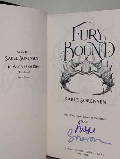 Dire Bound; Fury Bound by Sable Sorensen (Signed Numbered Edition with sprayed edges) - Fialta Books