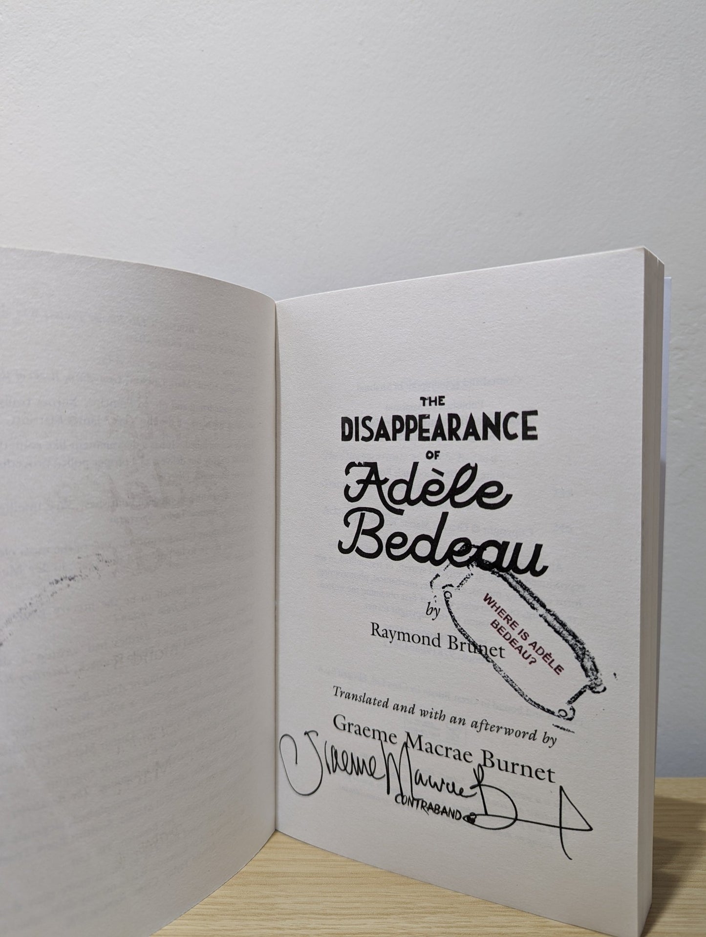Disappearance Of Adele Bedeau by Graeme Macrae Burnet (Signed) - Fialta Books