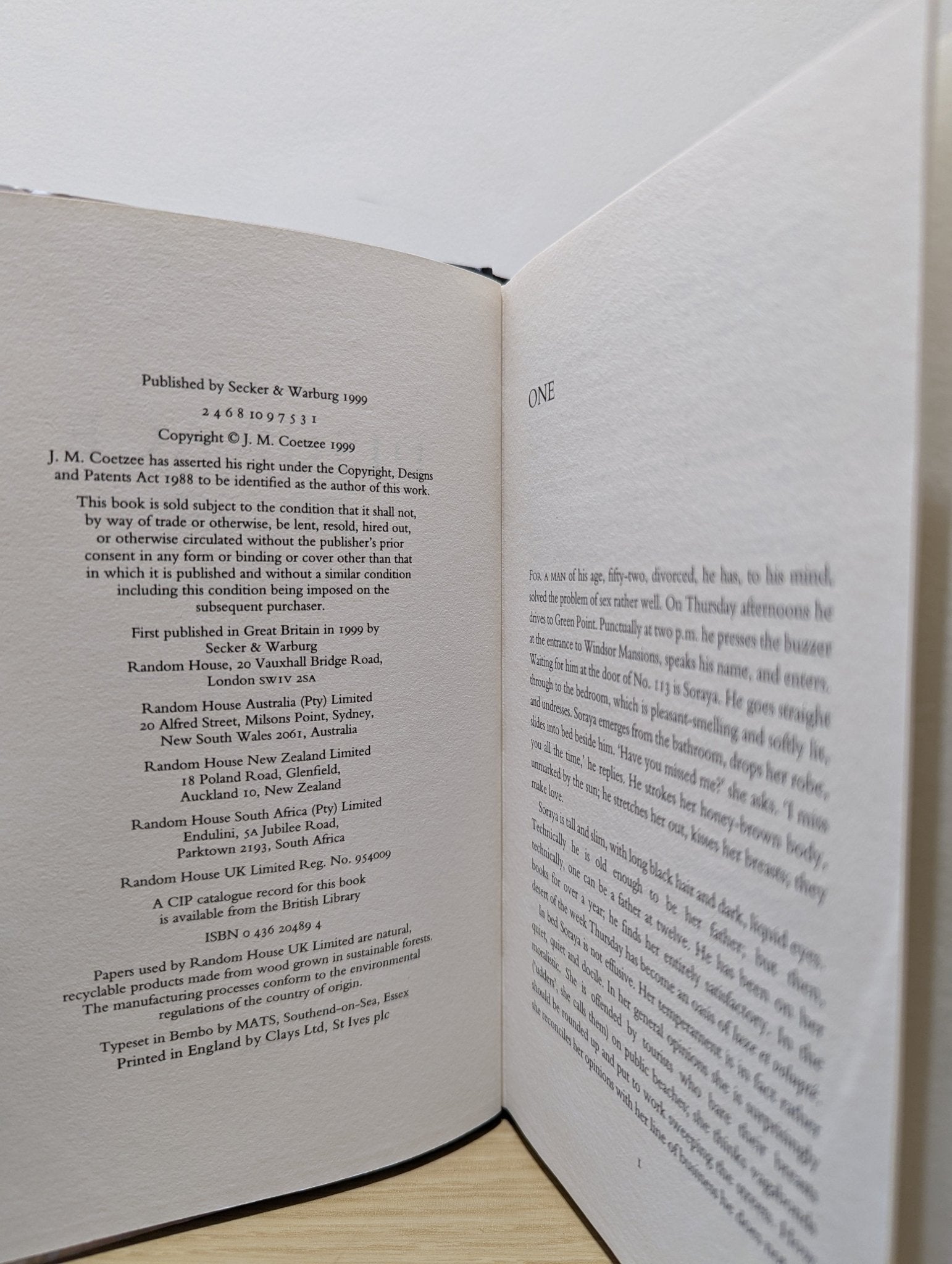 Disgrace by J. M. Coetzee (First Edition) - Fialta Books