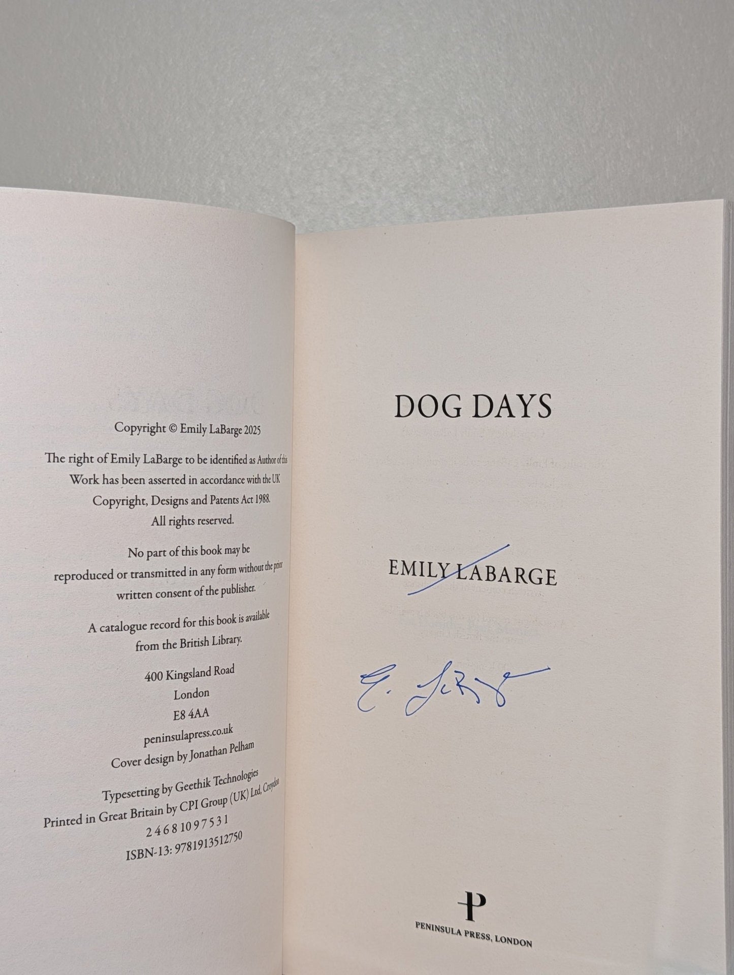 Dog Days by Emily LaBarge (Signed First Edition) - Fialta Books