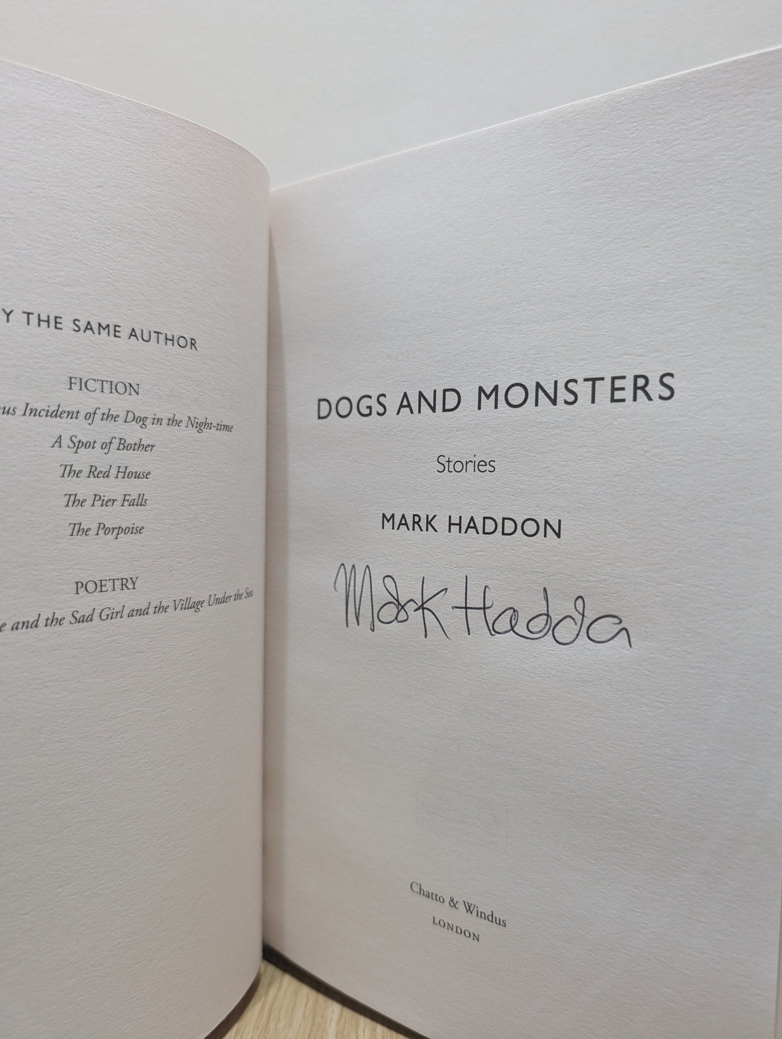 Dogs and Monsters: Stories by Mark Haddon (Signed First Edition) - Fialta Books