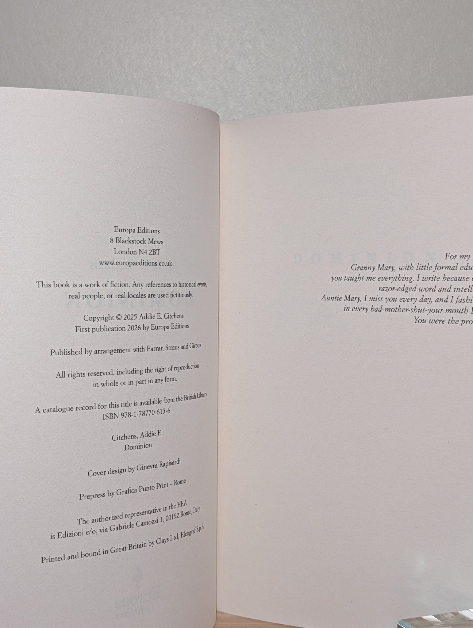Dominion by Addie E. Citchens (First Edition) - Fialta Books