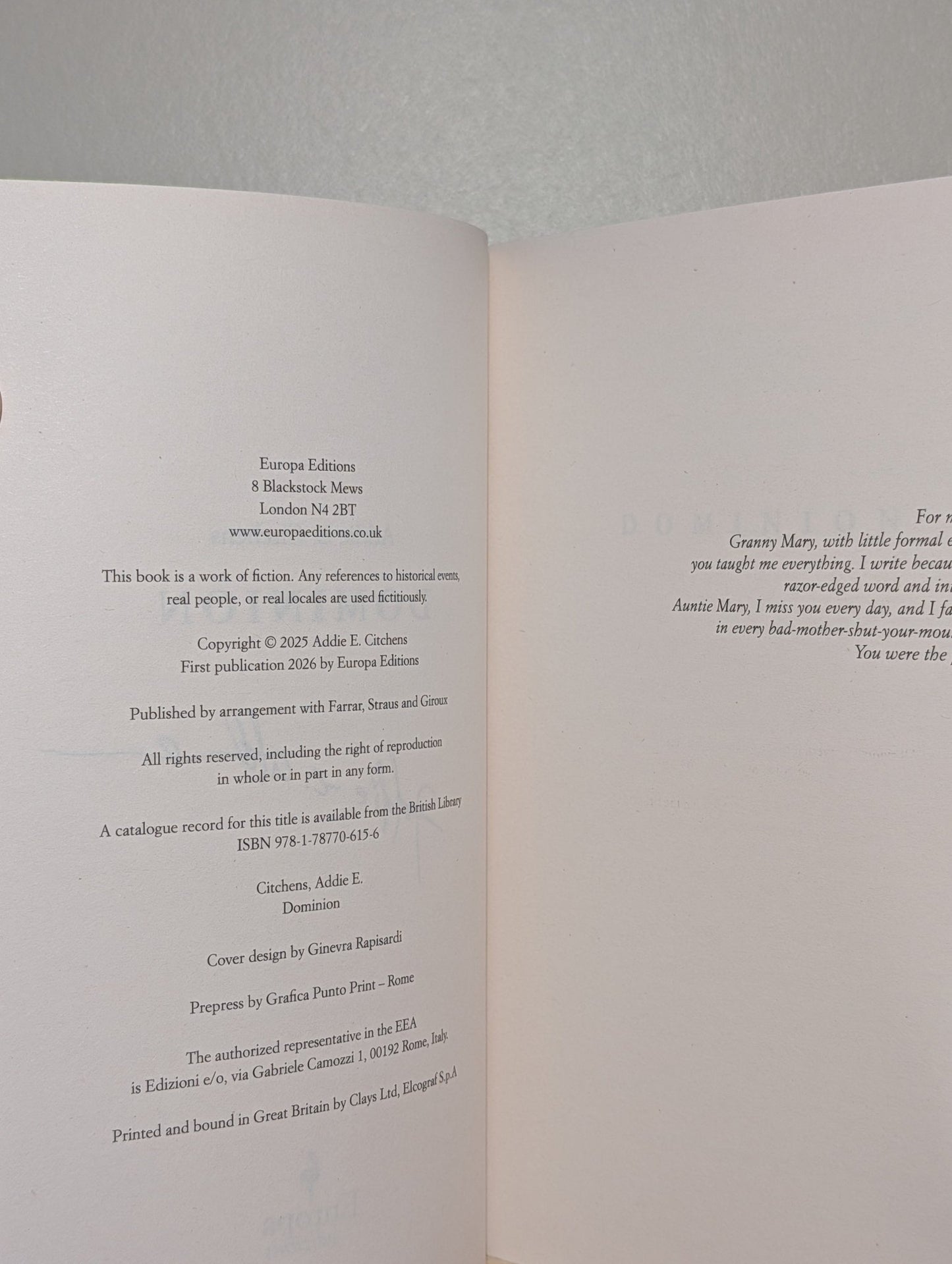 Dominion by Addie E. Citchens (Signed First Edition) - Fialta Books