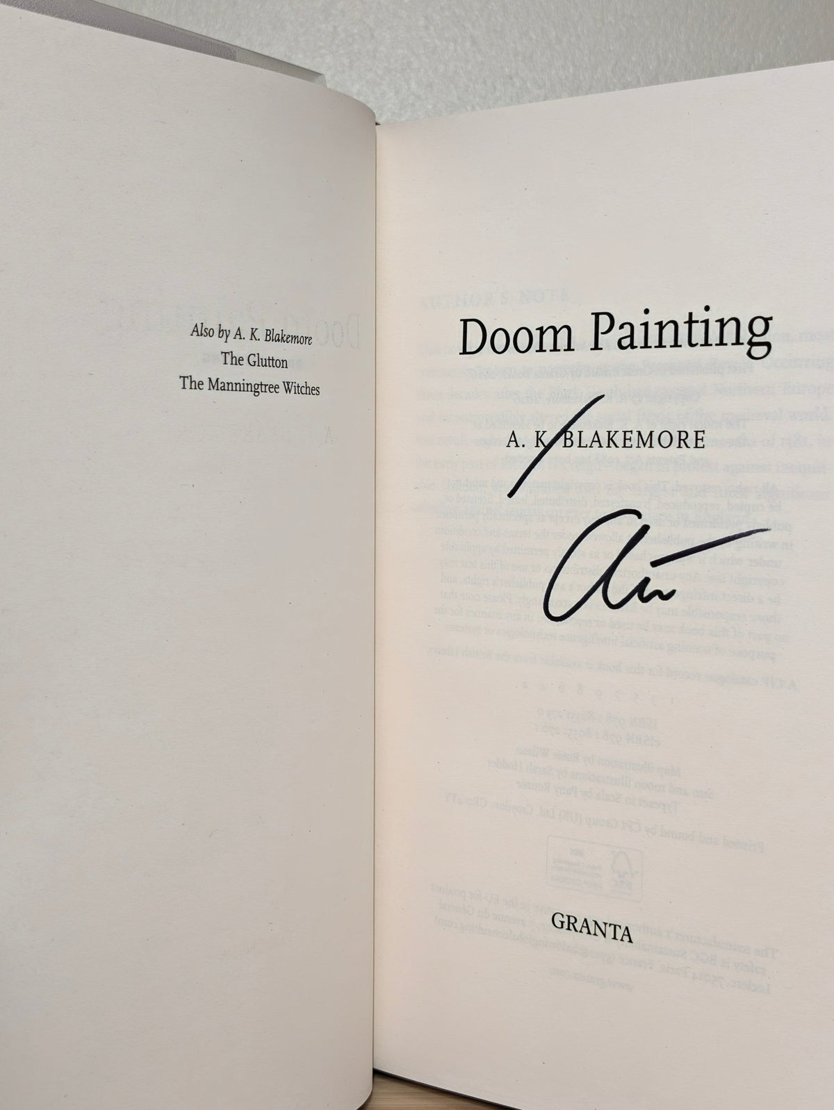 Doom Painting by A. K. Blakemore (Signed First Edition with sprayed edges) - Fialta Books
