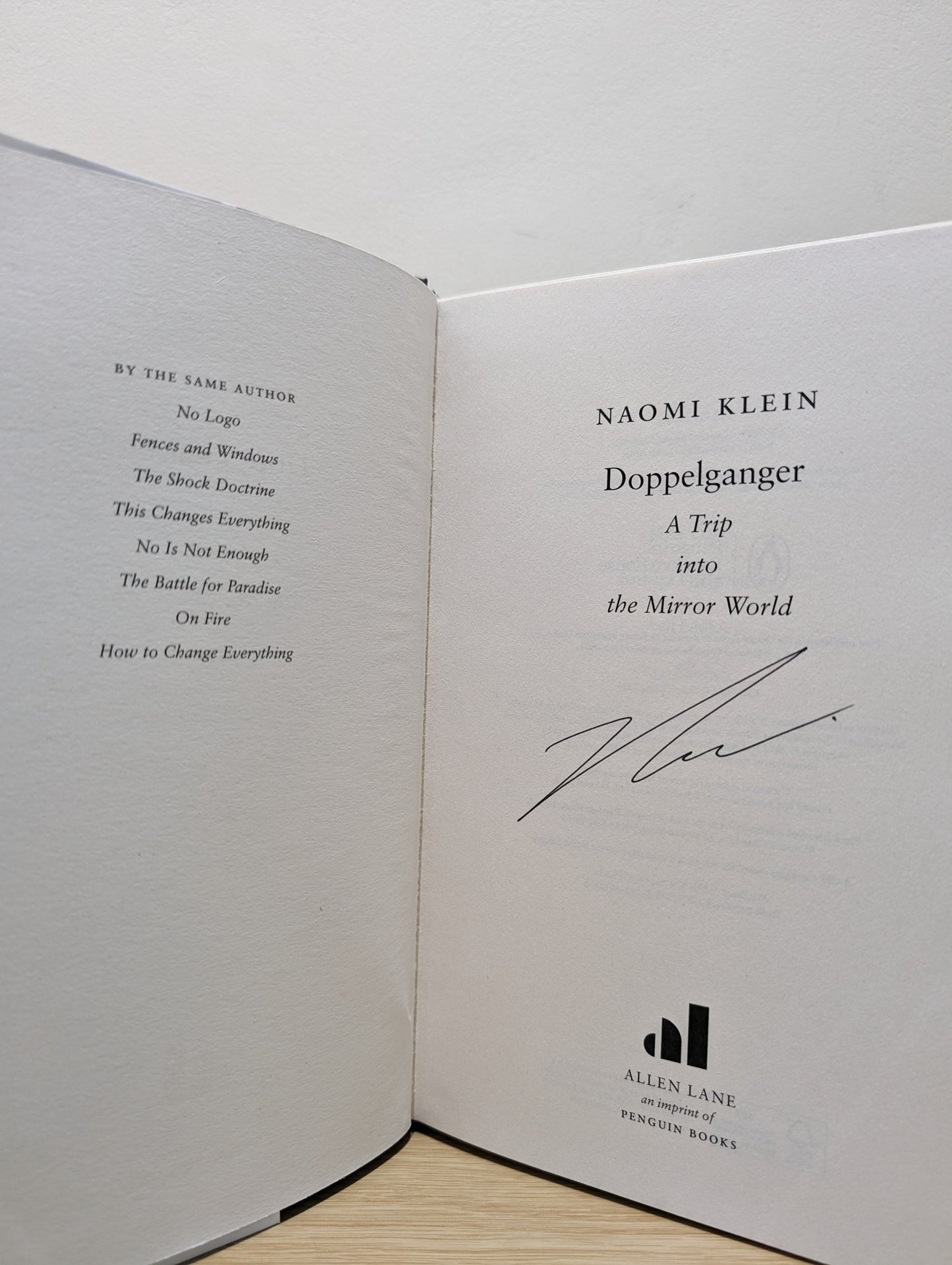 Doppelganger: A Trip Into the Mirror World by Naomi Klein (Signed First Edition) - Fialta Books