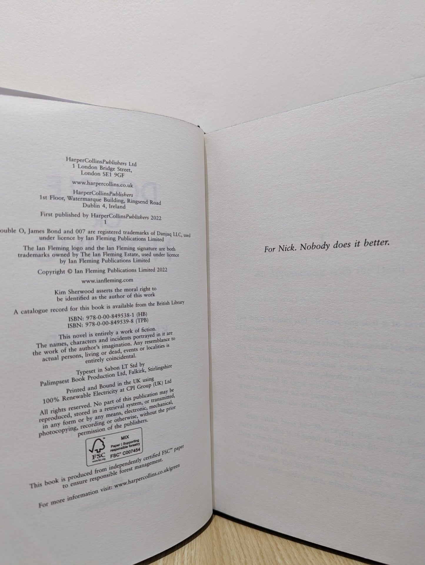 Double or Nothing by Kim Sherwood (Signed First Edition with sprayed edges) - Fialta Books