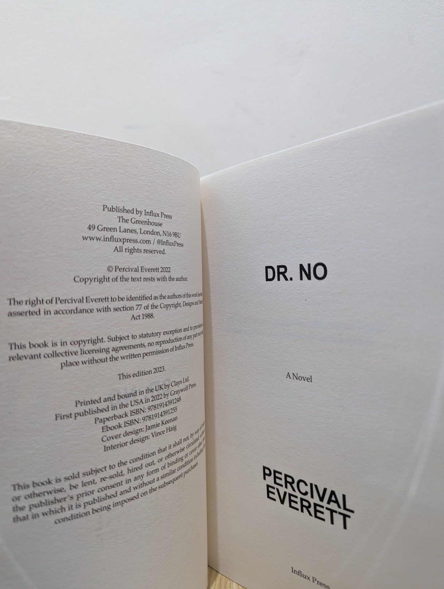 Dr. No by Percival Everett (Signed UK First Edition) - Fialta Books