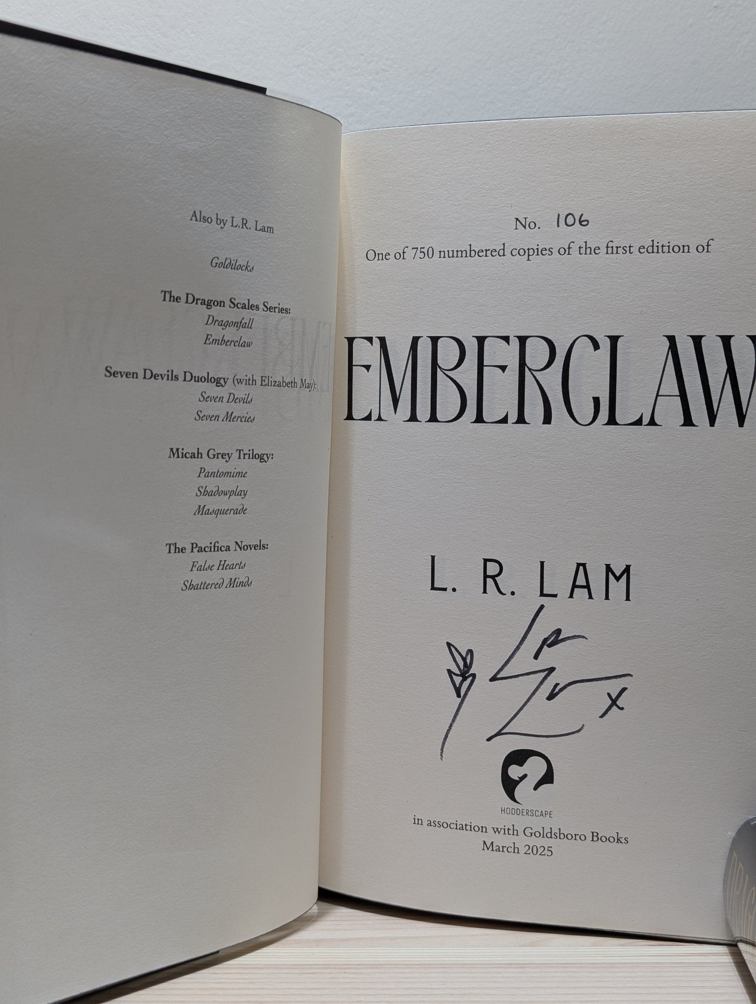 Dragonfall; Emberclaw by L.R. Lam (Signed Numbered First Edition with sprayed edges) - Fialta Books